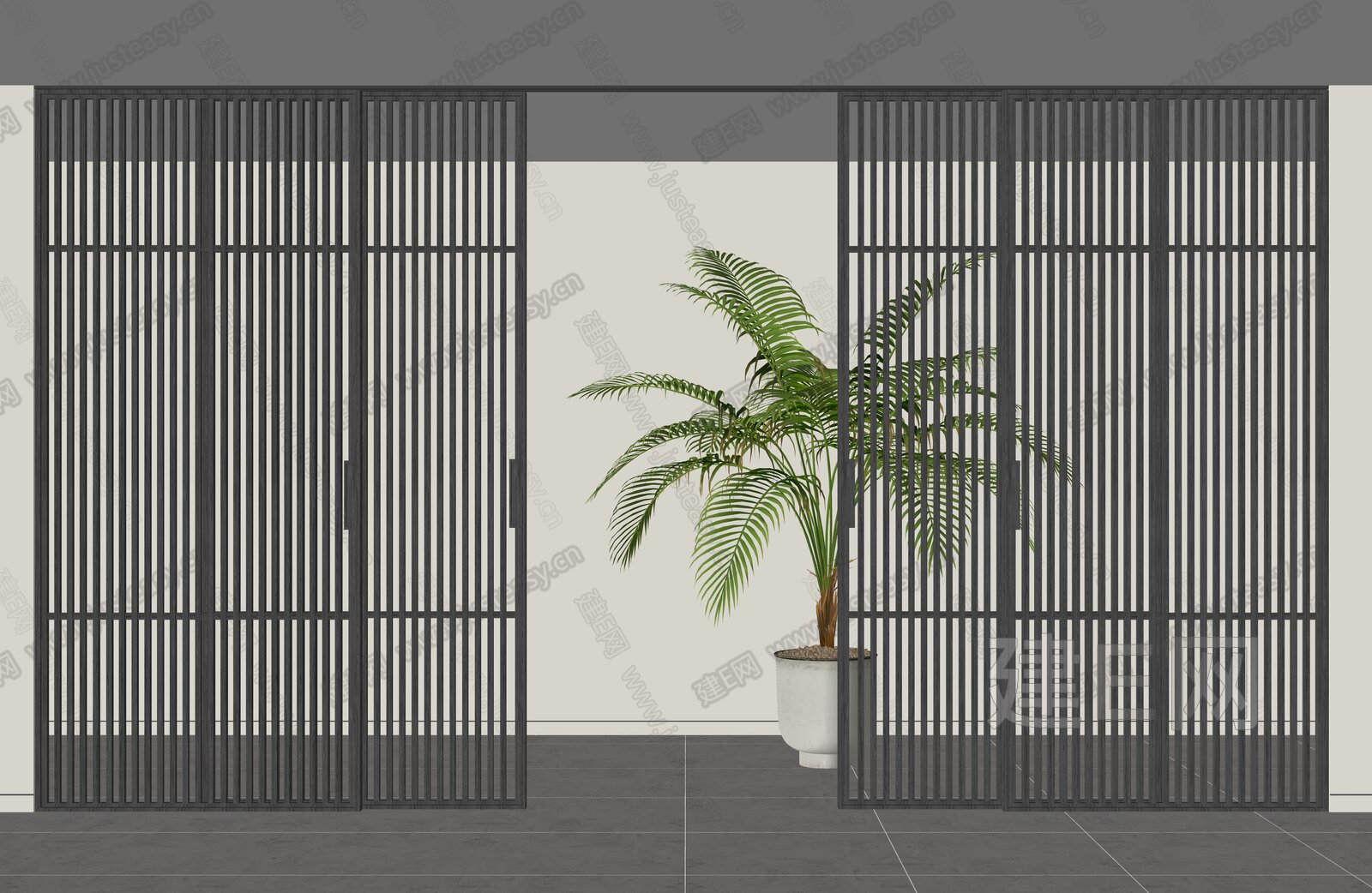 现代格栅移门模型SU模型下载[ID:107957333]_建e网su模型