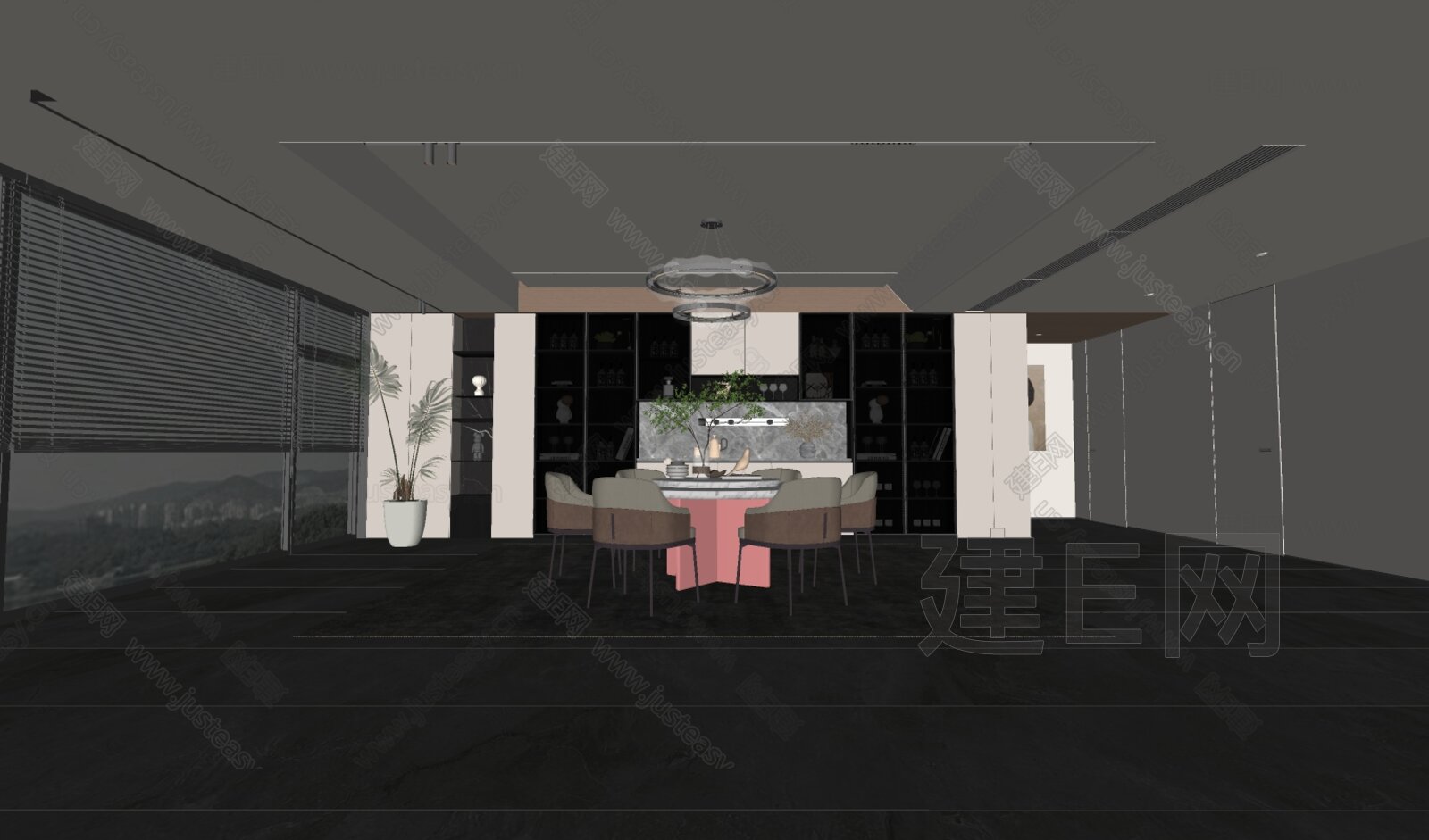 现代餐厅模型SU模型下载[ID:107891944]_建e网su模型