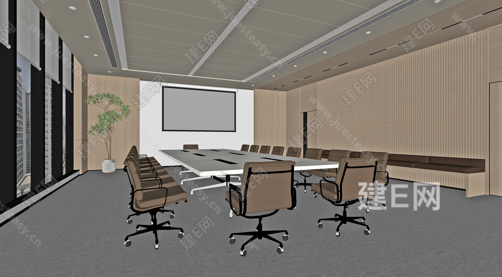 现代会议室模型SU模型下载[ID:107564283]_建e网su模型