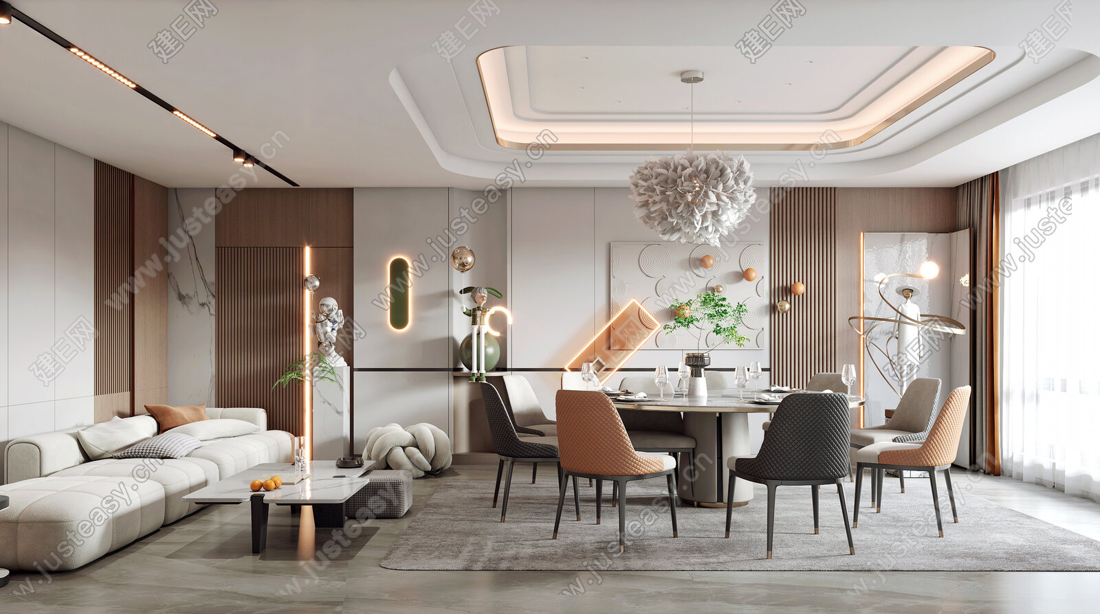 新中式餐厅包间3d模型下载[ID:101143574]_建e网3d模型