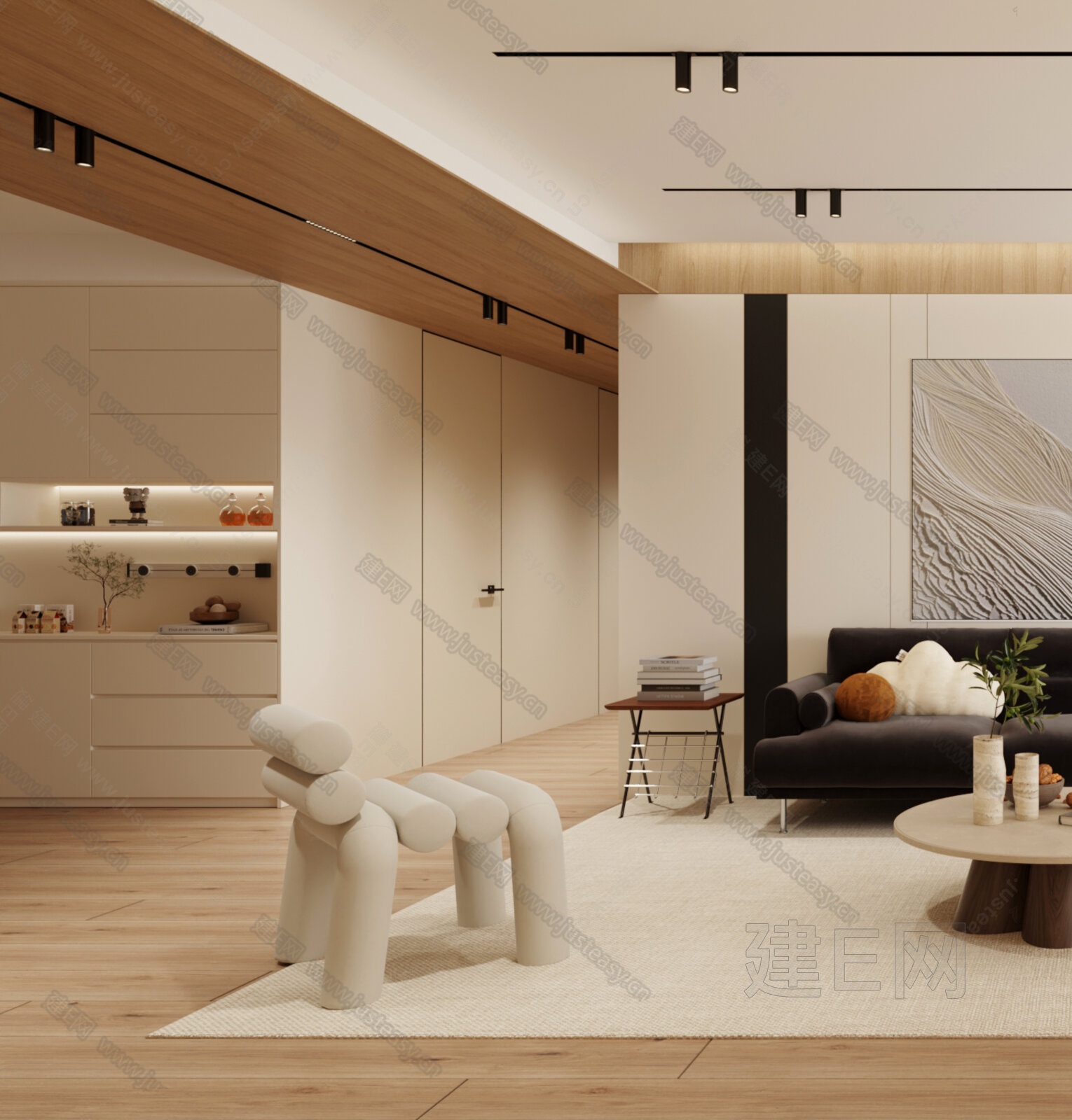 【现代极简奶油风客厅3d模型】建E网_现代极简奶油风客厅3d模型下载[ID:100750361]_打造3d现代极简奶油风客厅模型免费下载平台