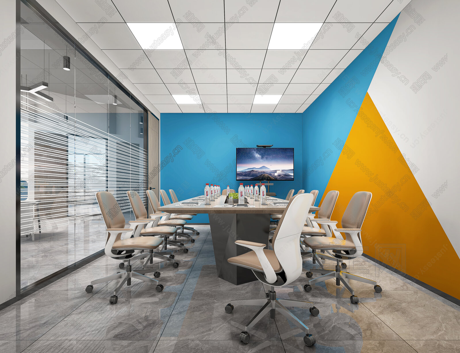 现代会议室3d模型下载[ID:100750554]_建e网3d模型