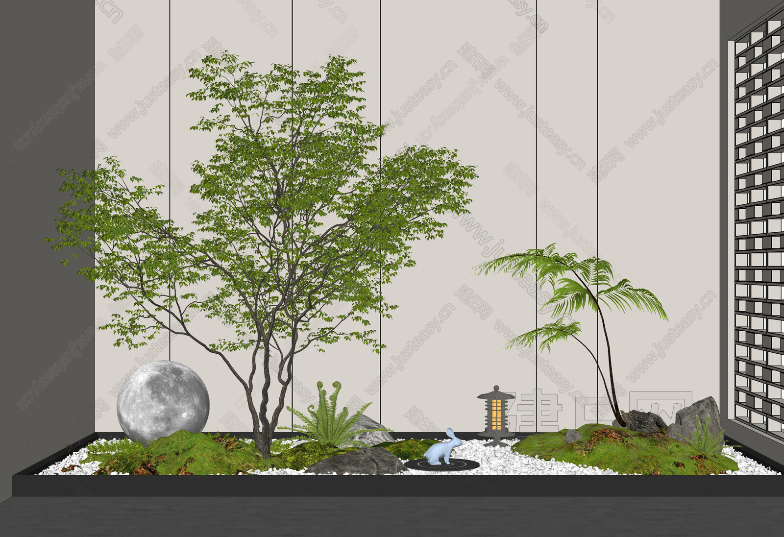现代室内景观造景 模型SU模型下载[ID:107498614]_建E室内设计网