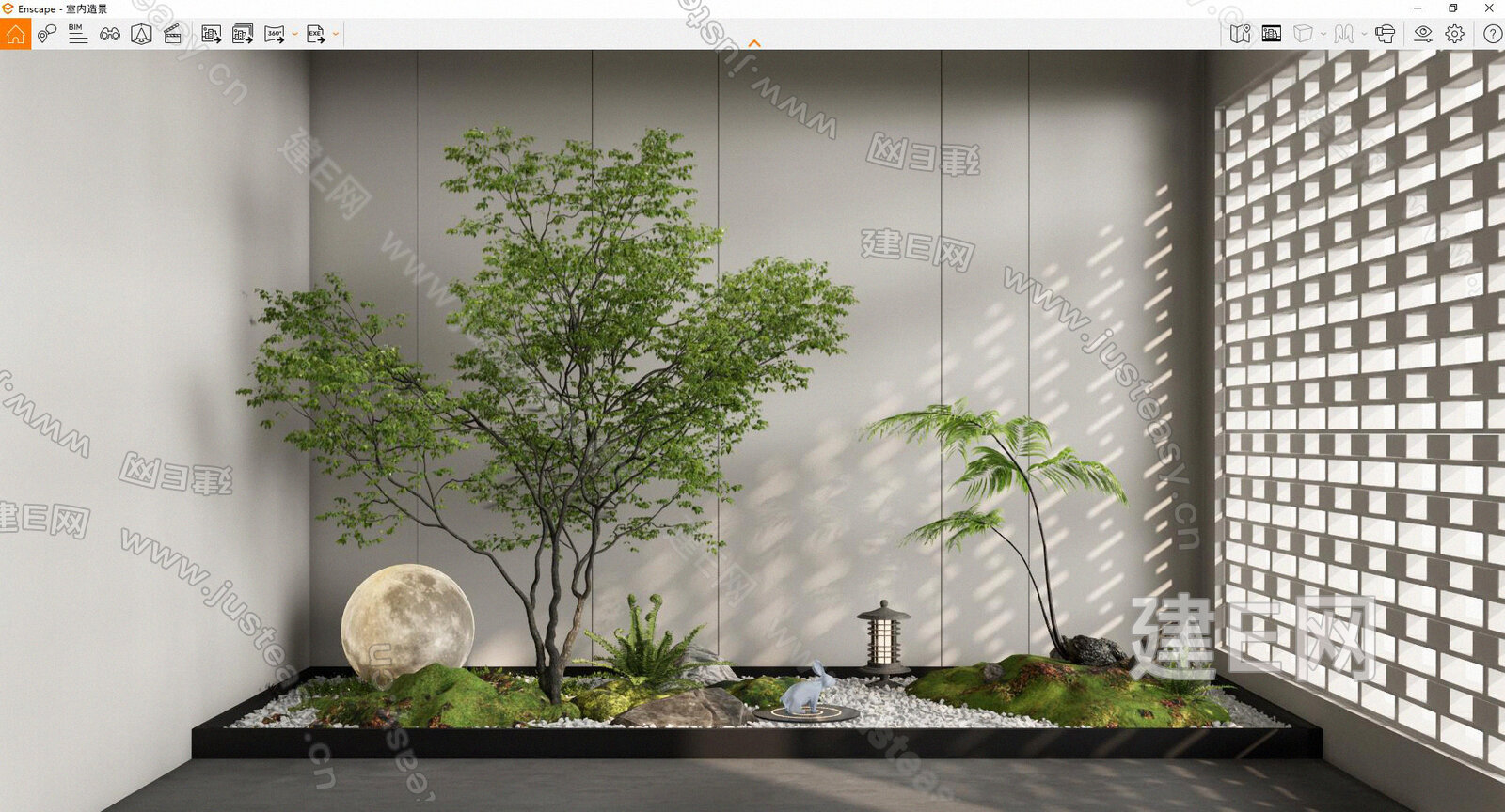 现代室内景观造景 模型SU模型下载[ID:107498614]_建E室内设计网