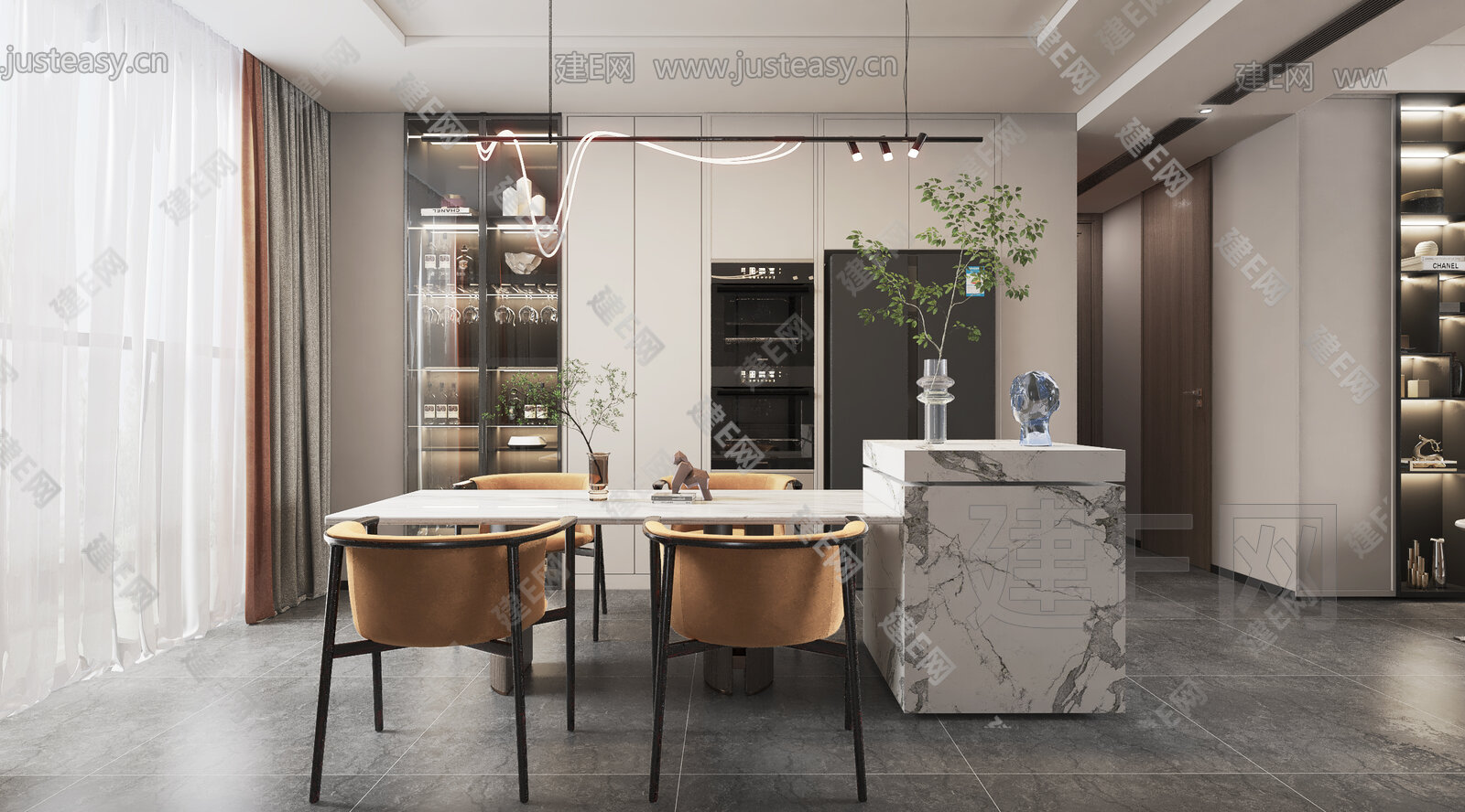 【现代客餐厅3D模型3d模型】建e网_现代客餐厅3D模型3d模型下载[ID:101471437]_打造3d现代客餐厅3D模型模型免费下载平台
