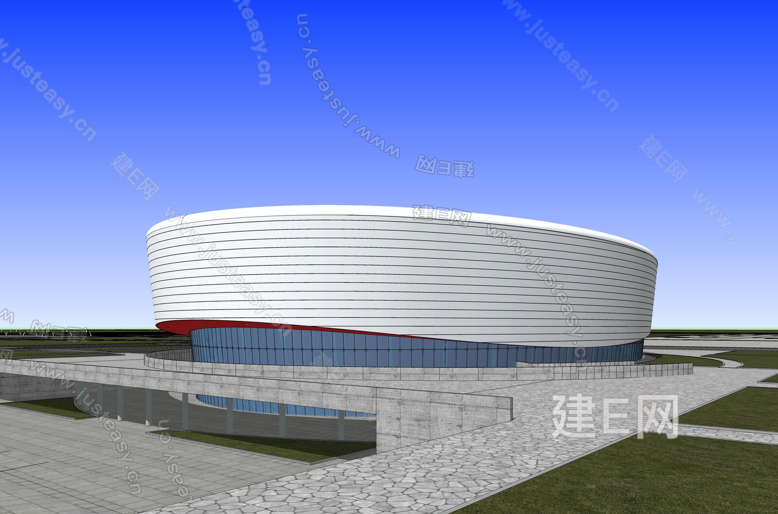 现代展览馆建筑模型SU模型下载[ID:108154001]_建e网su模型