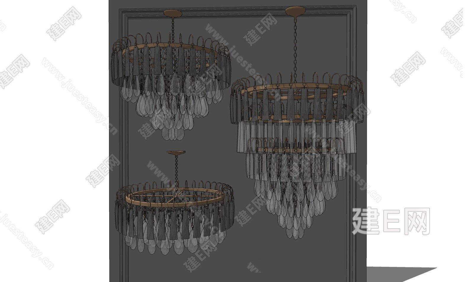 现代水晶吊灯模型SU模型下载[ID:108153942]_建E室内设计网