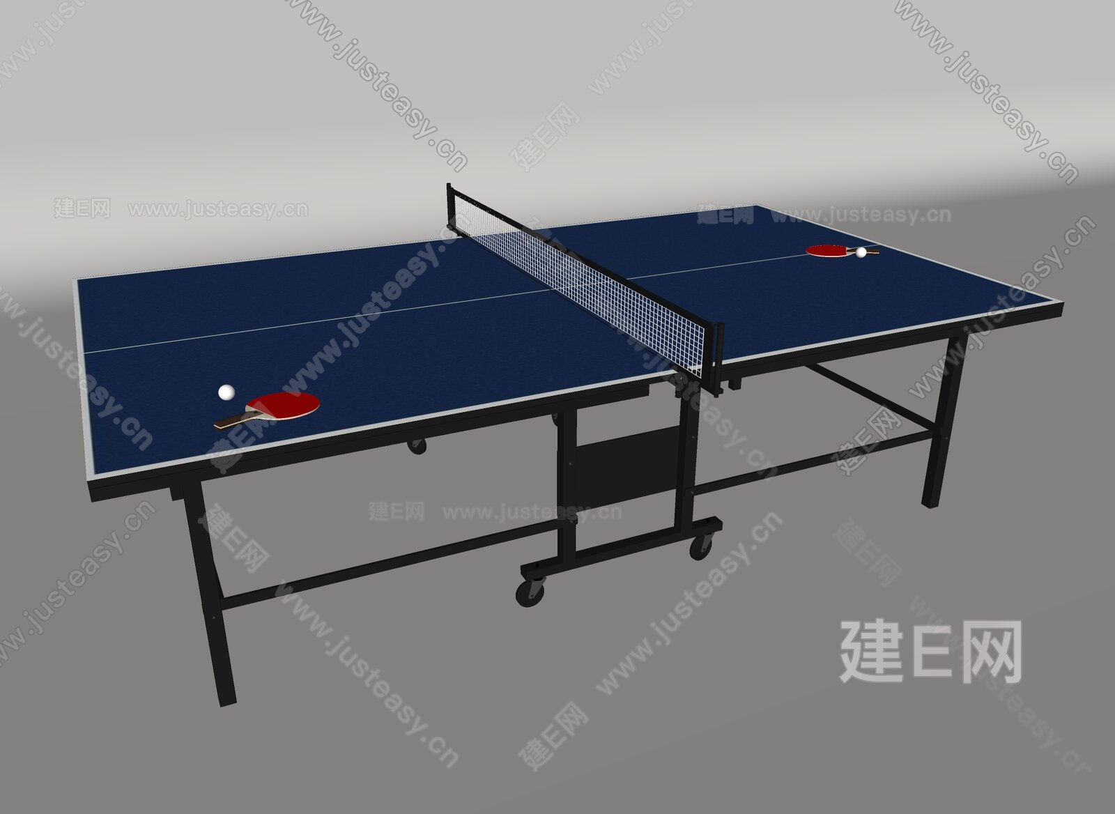 现代乒乓台模型SU模型下载[ID:108809357]_建e网su模型