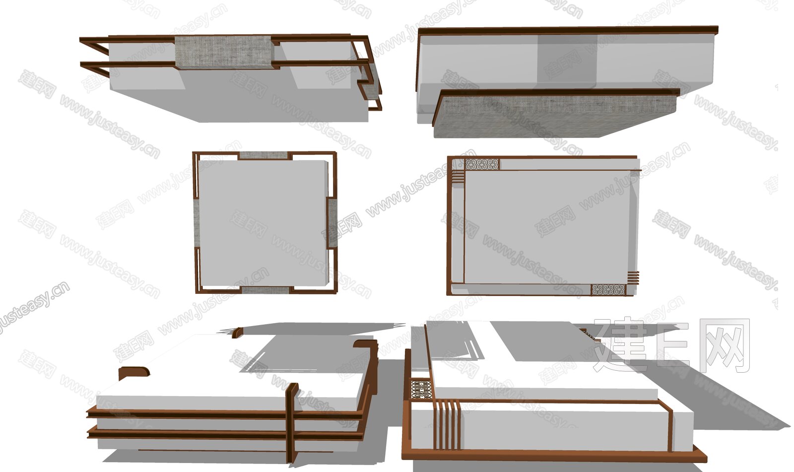 新中式吸顶灯模型SU模型下载[ID:108547084]_建E室内设计网