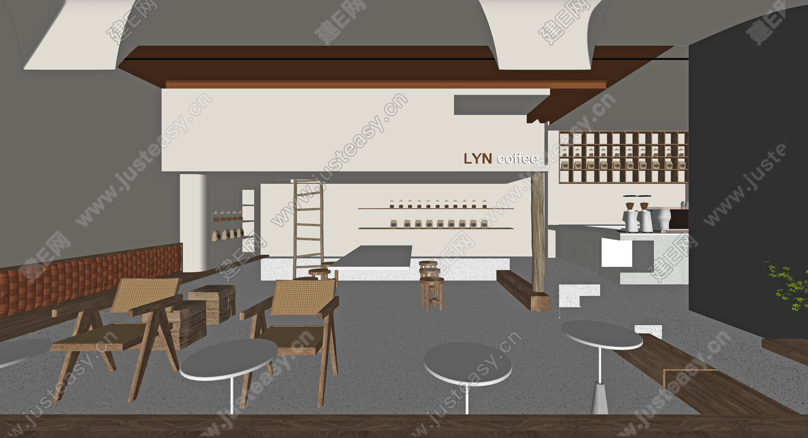 现代咖啡厅模型SU模型下载[ID:108678168]_建e网su模型