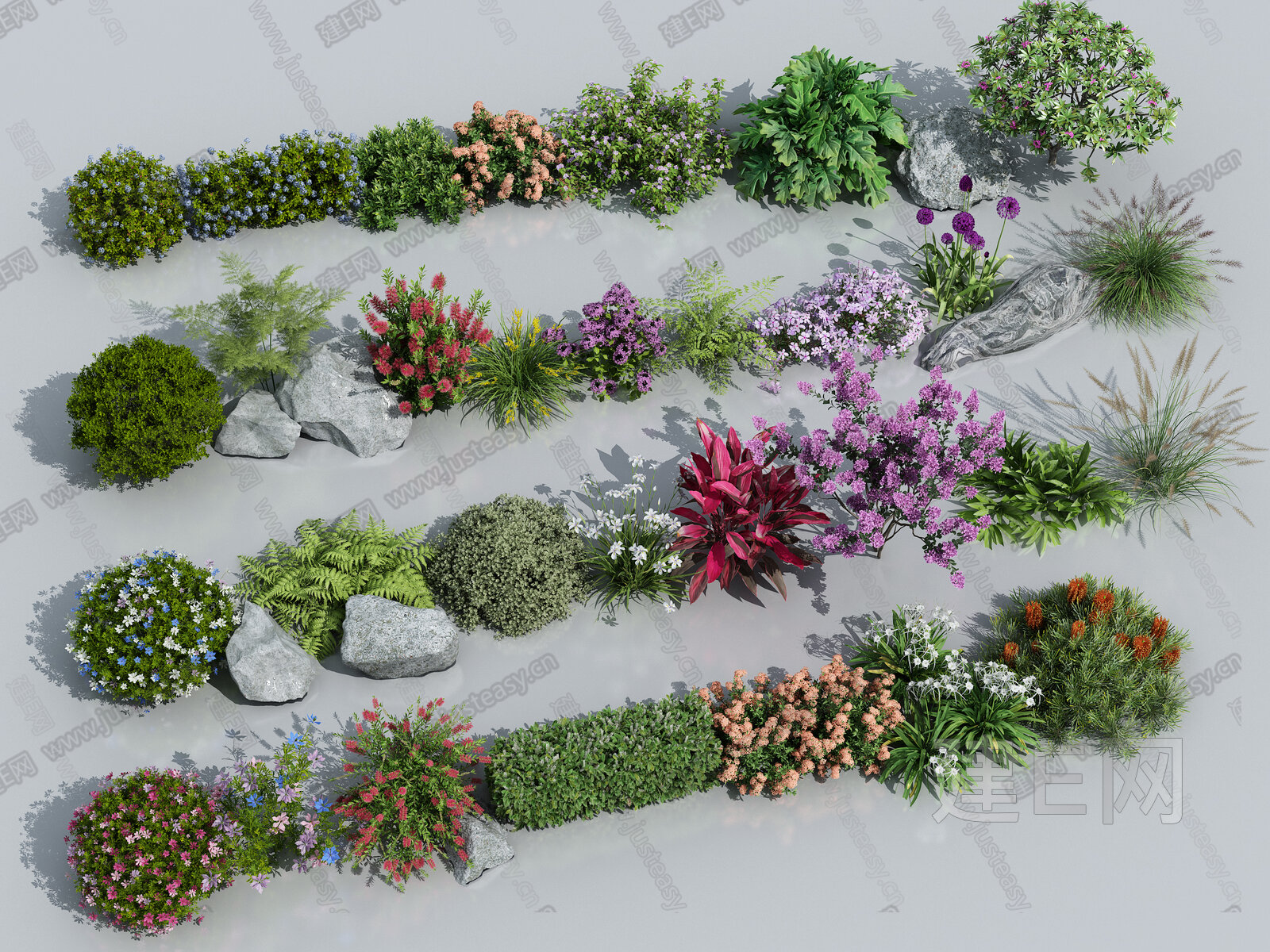 【现代花草花卉组合3d模型】建e网_现代花草花卉组合3d模型下载[ID:103044138]_打造3d现代花草花卉组合模型免费下载平台