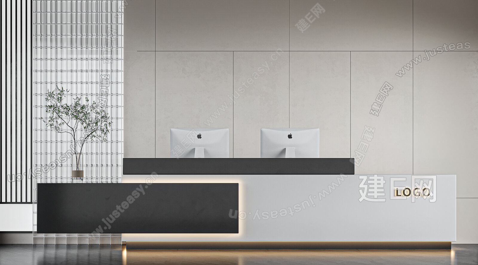 现代 公司前台模型SU模型下载[ID:101797084]_建e网su模型