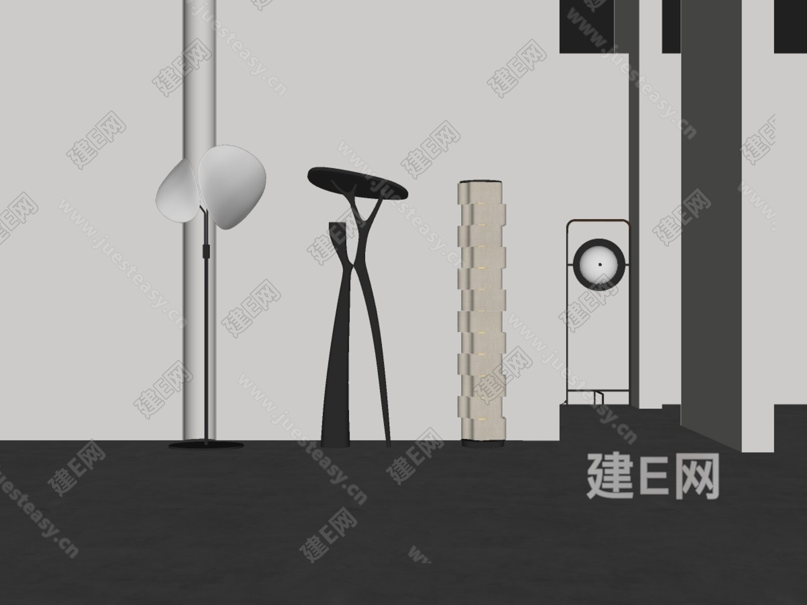 侘寂风落地灯模型SU模型下载[ID:101993622]_建E室内设计网