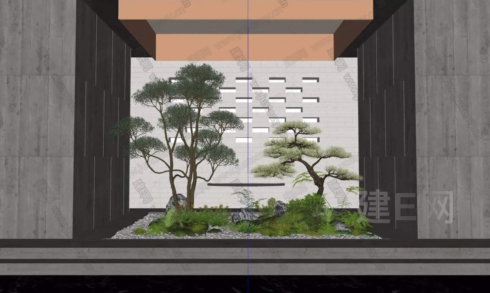 新中式景观造景模型SU模型下载[ID:102124743]_建E室内设计网