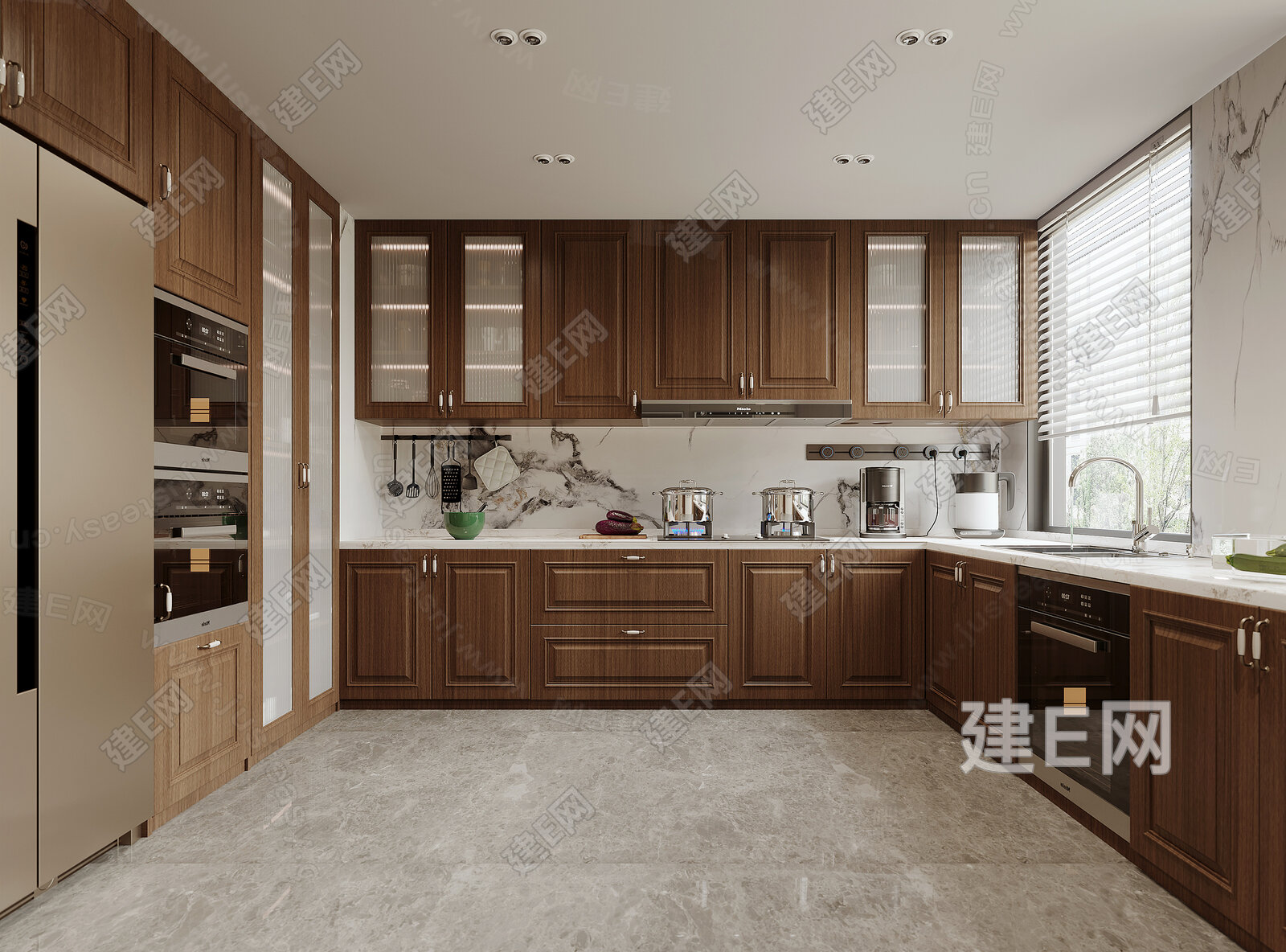 新中式厨房3d模型下载[ID:104092826]_建e网3d模型