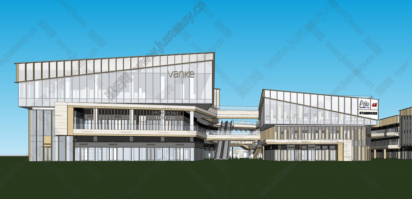 现代商业街模型SU模型下载[ID:101928094]_建E室内设计网