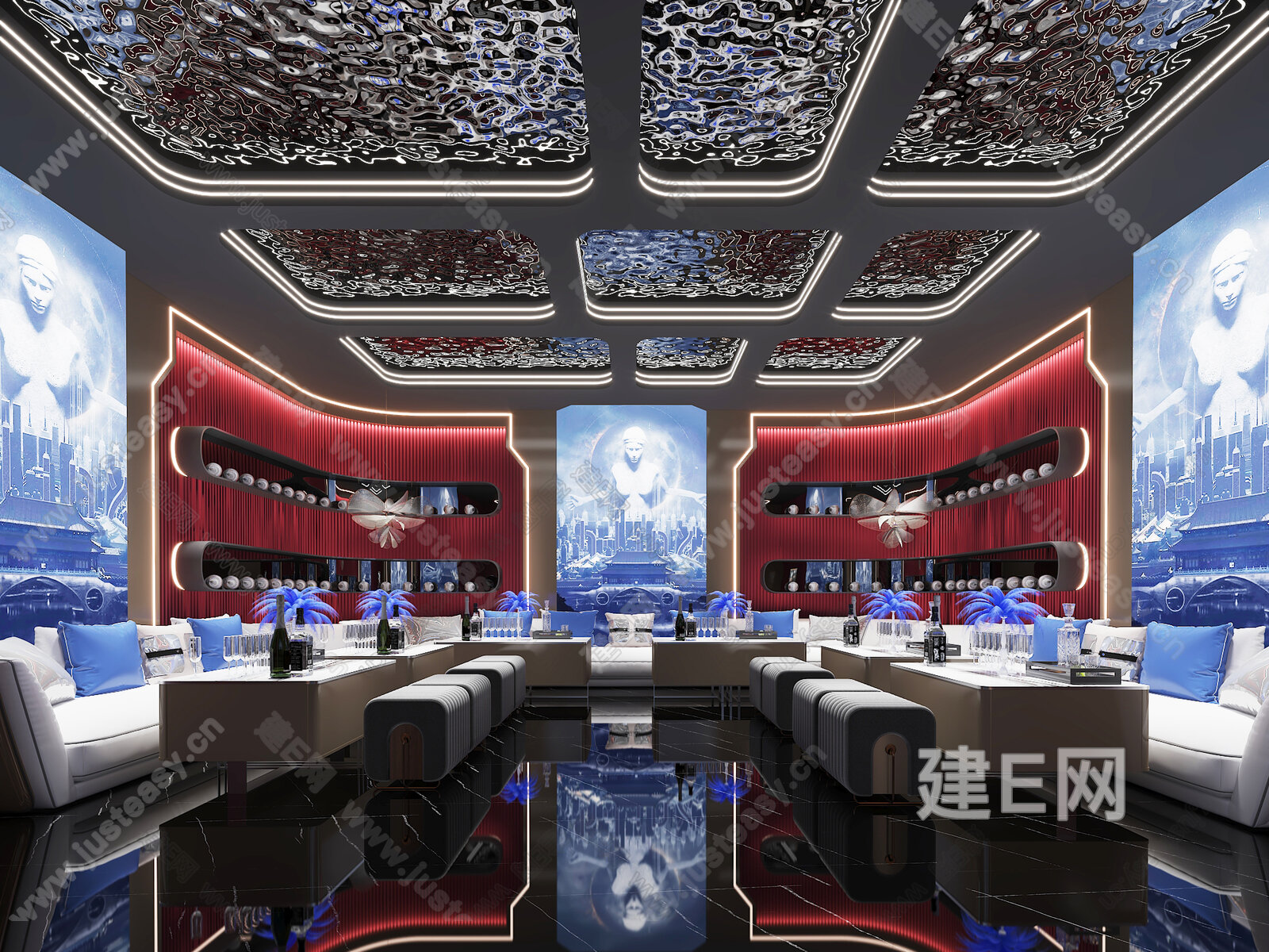 现代酒吧包厢3d模型下载[ID:103896297]_建e网3d模型