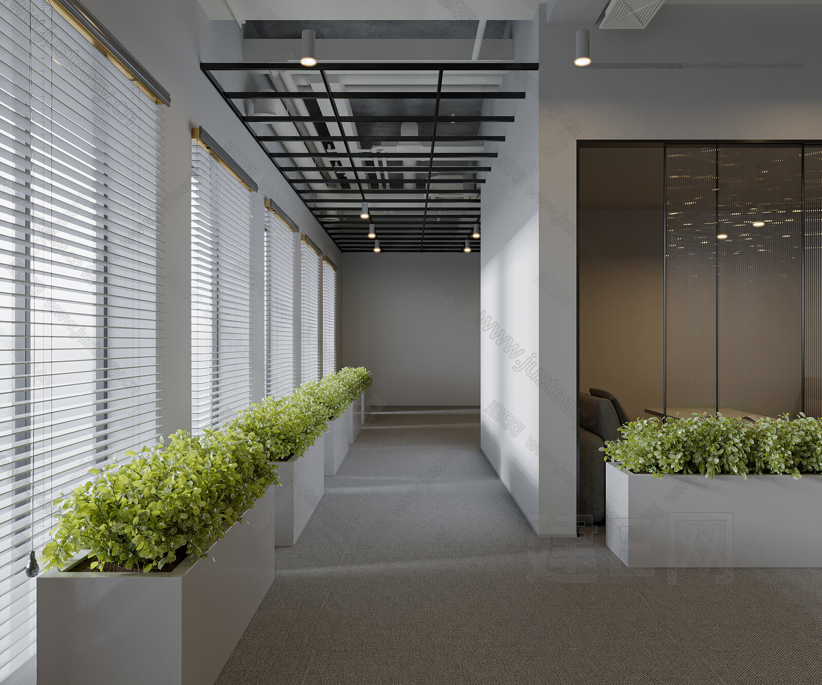 【现代办公室过道3d模型】建e网_现代办公室过道3d模型下载[ID:103961749]_打造3d现代办公室过道模型免费下载平台