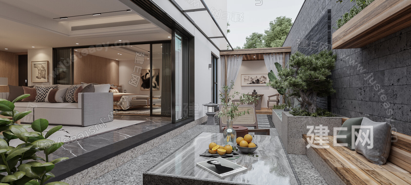 【新中式庭院3d模型】建E网_新中式庭院3d模型下载[ID:104485909]_打造3d新中式庭院模型免费下载平台