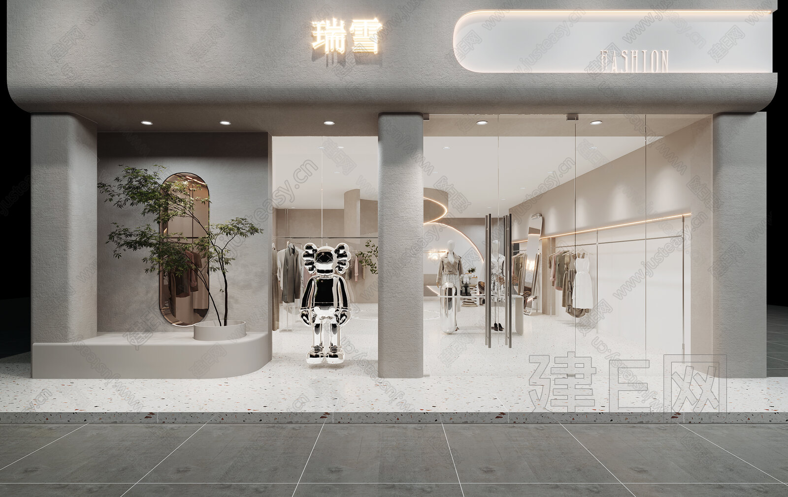 侘寂风服装店模型SU模型下载[ID:103042096]_建e网su模型