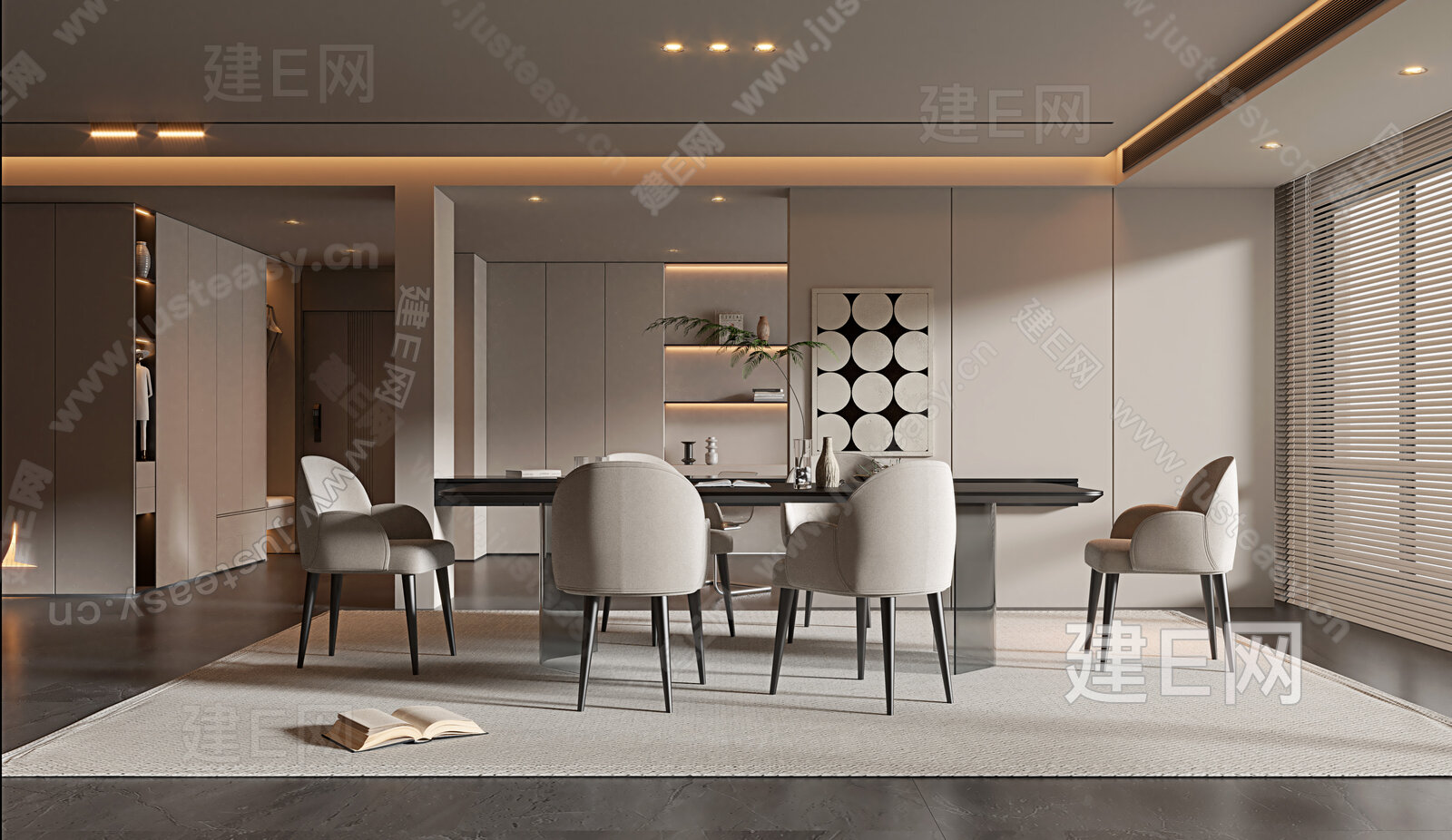 现代餐厅模型SU模型下载[ID:103763019]_建e网su模型