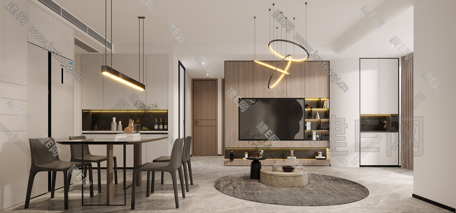 【现代客餐厅3d模型】建e网_现代客餐厅3d模型下载[ID:113267964]_打造3d现代客餐厅模型免费下载平台