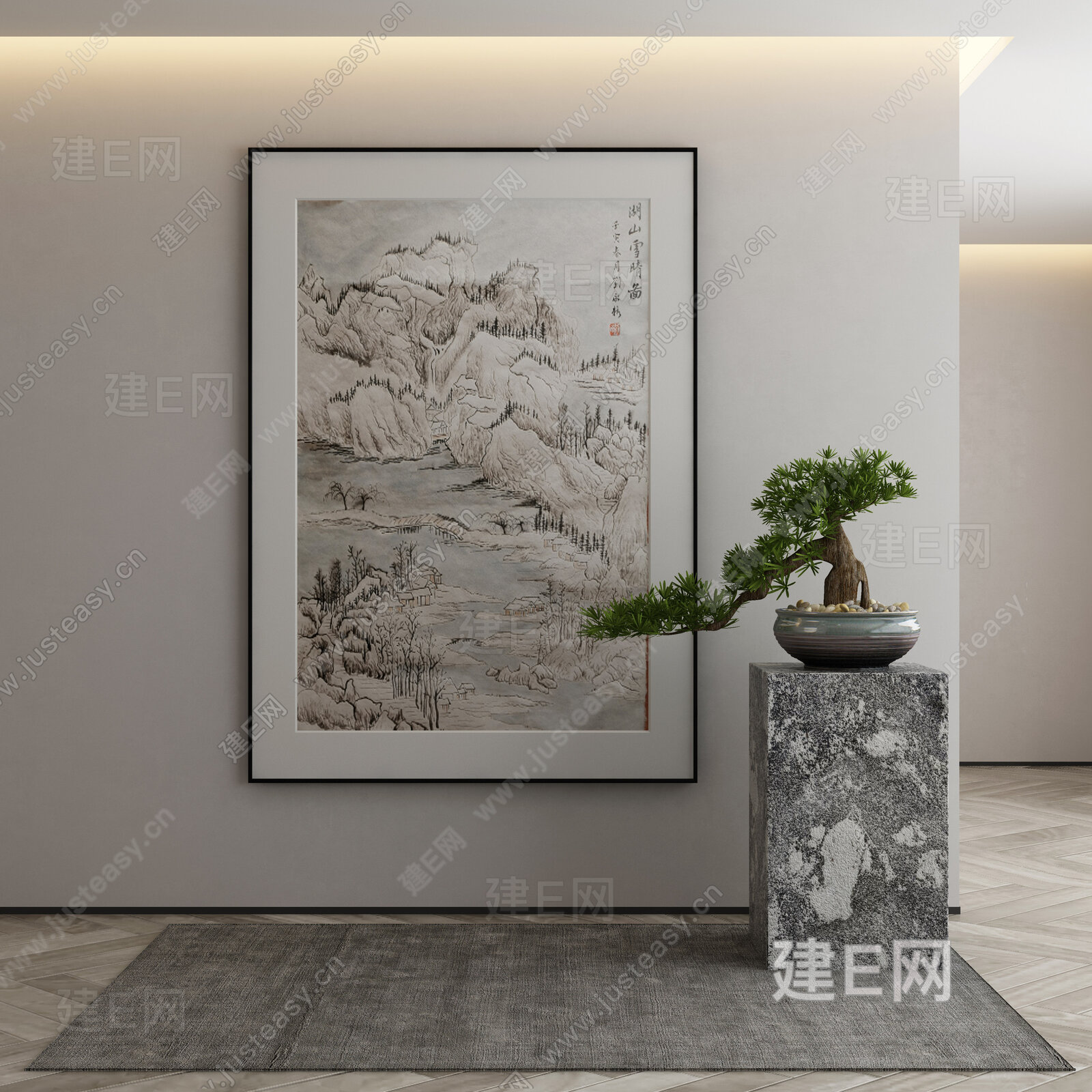 【新中式装饰画3d模型】建e网_新中式装饰画3d模型下载[ID:114119792]_打造3d新中式装饰画模型免费下载平台