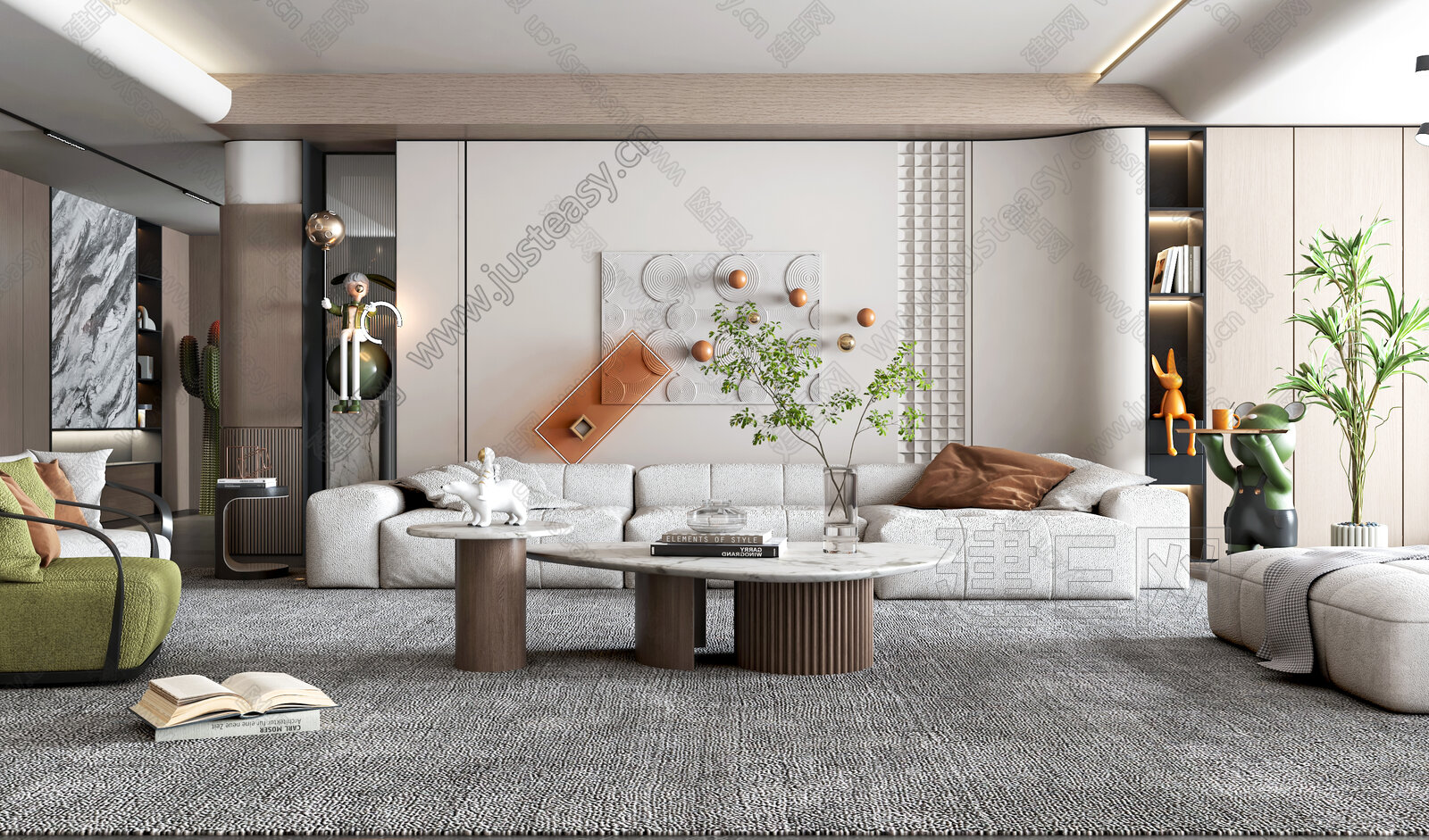 【现代奶油风客厅3d模型】建e网_现代奶油风客厅3d模型下载[ID:114054151]_打造3d现代奶油风客厅模型免费下载平台