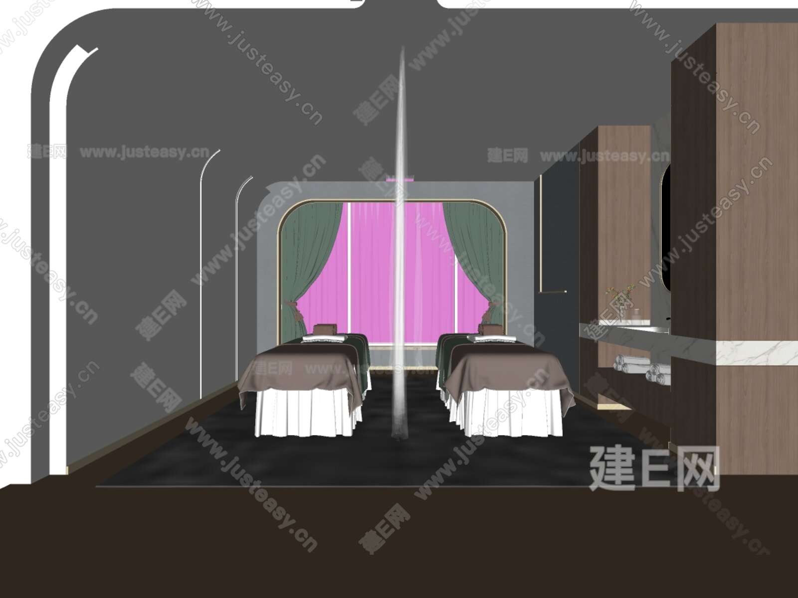 新中式美容包间SPA间模型SU模型下载[ID:103697612]_建e网su模型