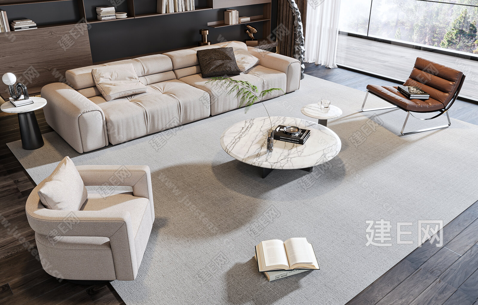 【现代沙发茶几组合3d模型】建e网_现代沙发茶几组合3d模型下载[ID:114578559]_打造3d现代沙发茶几组合模型免费下载平台