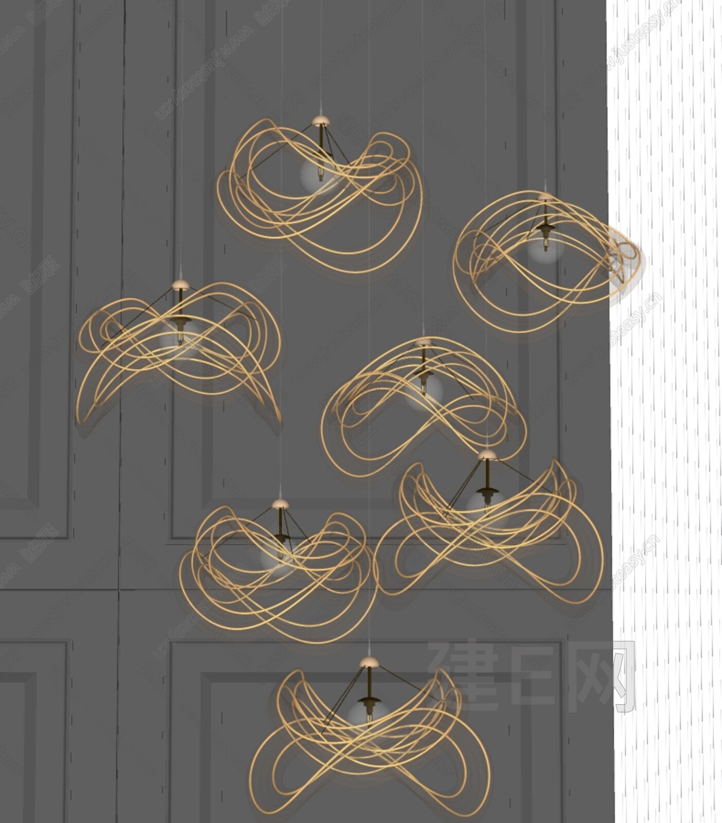 现代轻奢水晶吊灯模型SU模型下载[ID:103304444]_建e网su模型