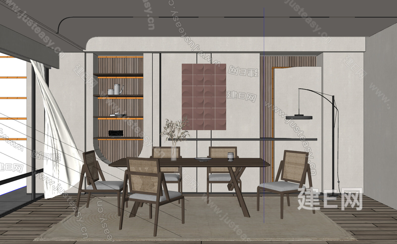 侘寂风餐厅 模型SU模型下载[ID:103500969]_建e网su模型