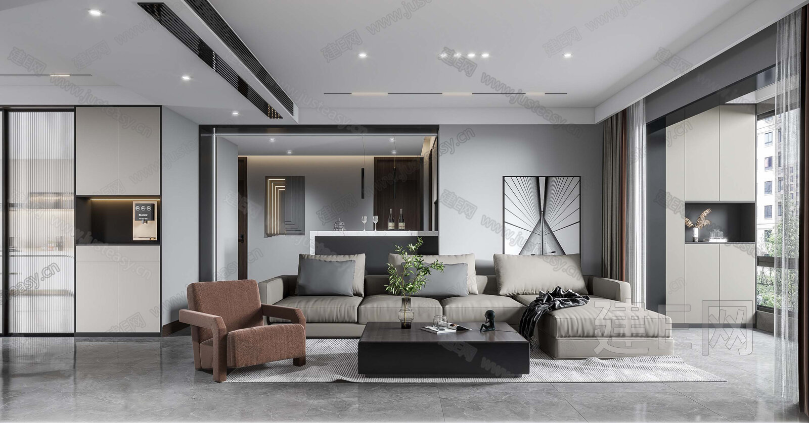 【现代客餐厅3d模型】建E网_现代客餐厅3d模型下载[ID:114775206]_打造3d现代客餐厅模型免费下载平台