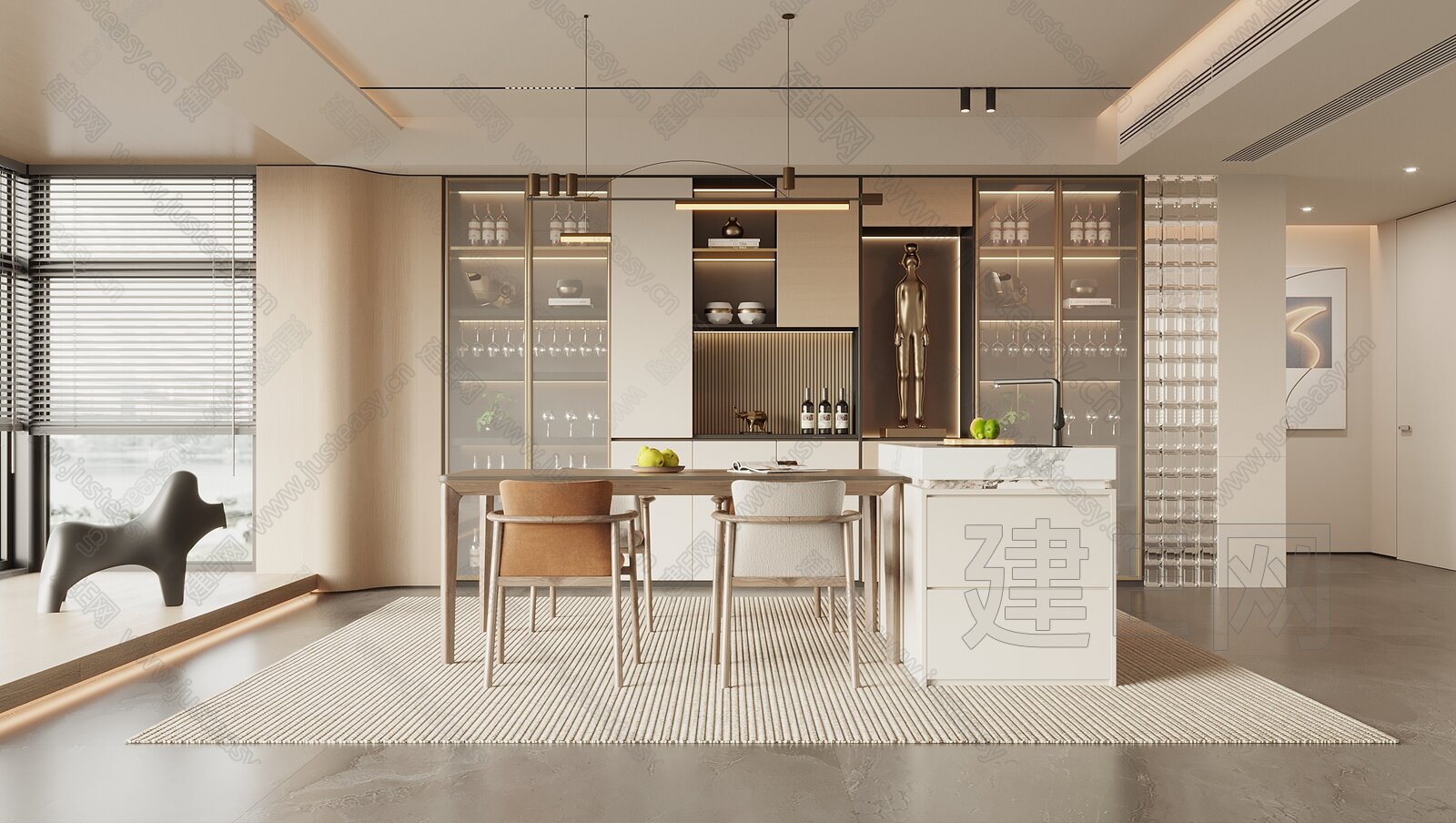 【现代奶油风餐厅3d模型】建E网_现代奶油风餐厅3d模型下载[ID:114381917]_打造3d现代奶油风餐厅模型免费下载平台