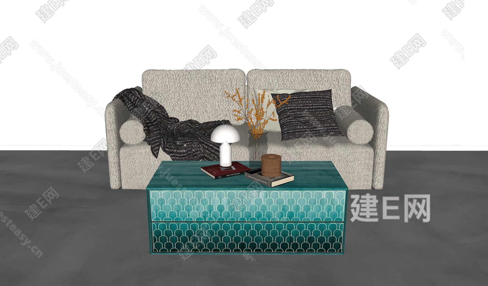 现代沙发茶几组合模型SU模型下载[ID:104090770]_建e网su模型