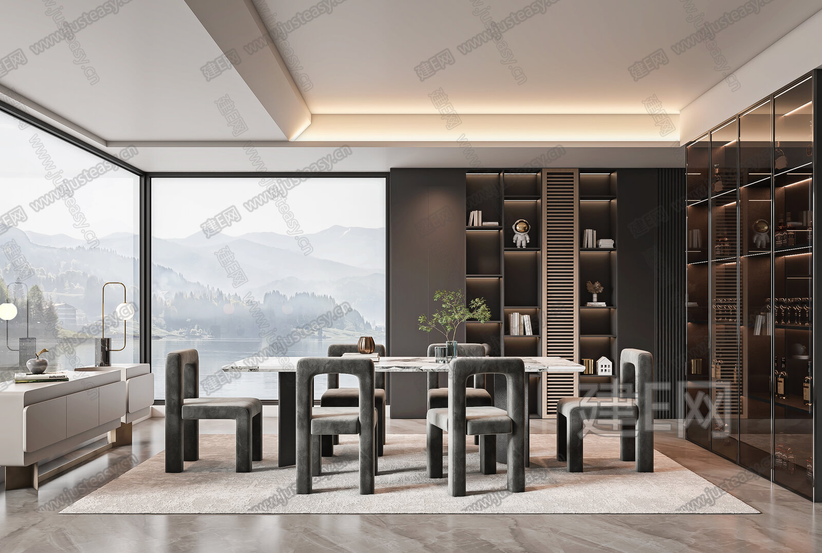 【现代餐厅3d模型】建e网_现代餐厅3d模型下载[ID:115299450]_打造3d现代餐厅模型免费下载平台