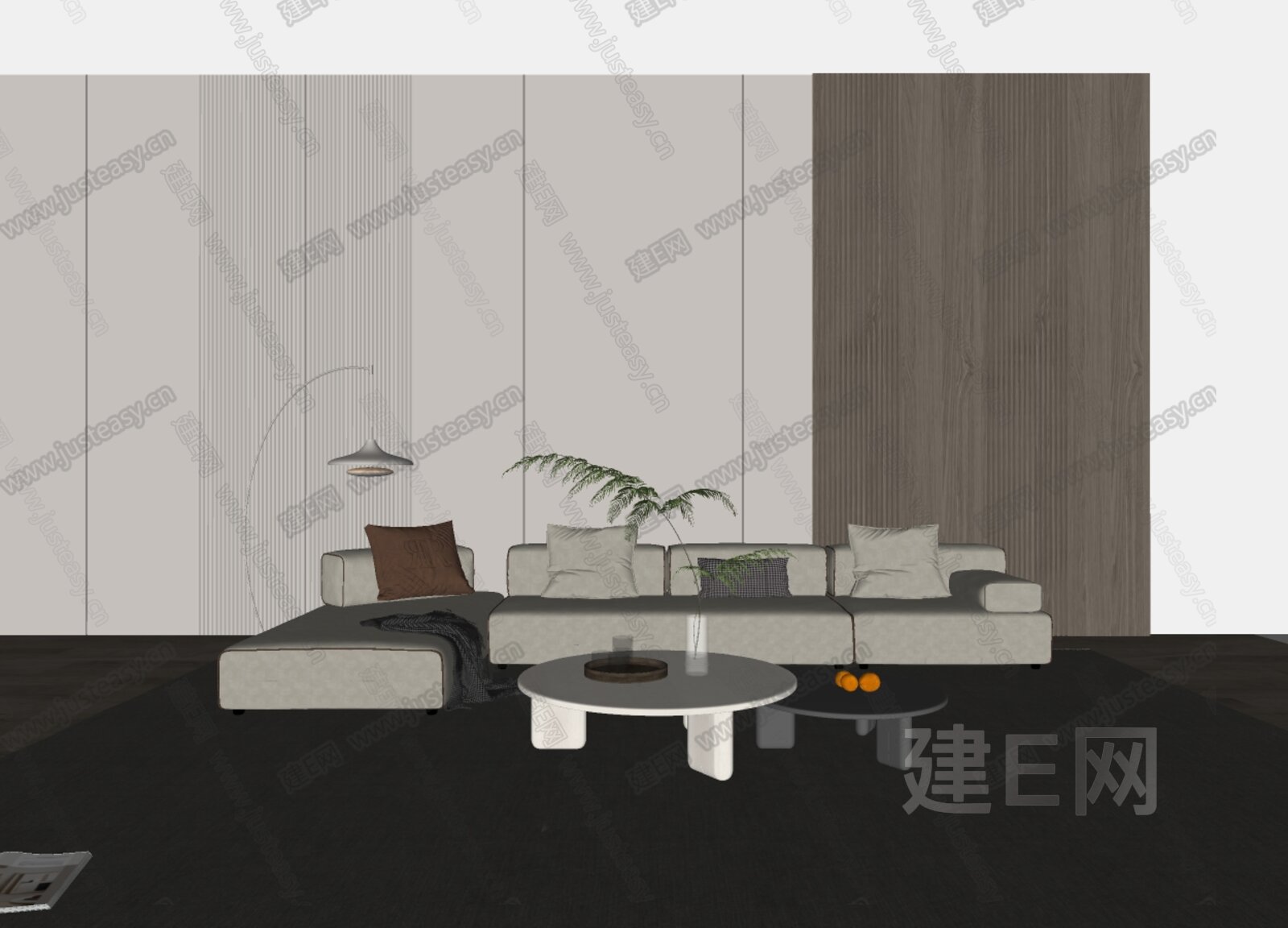 现代沙发茶几组合模型SU模型下载[ID:104811731]_建e网su模型