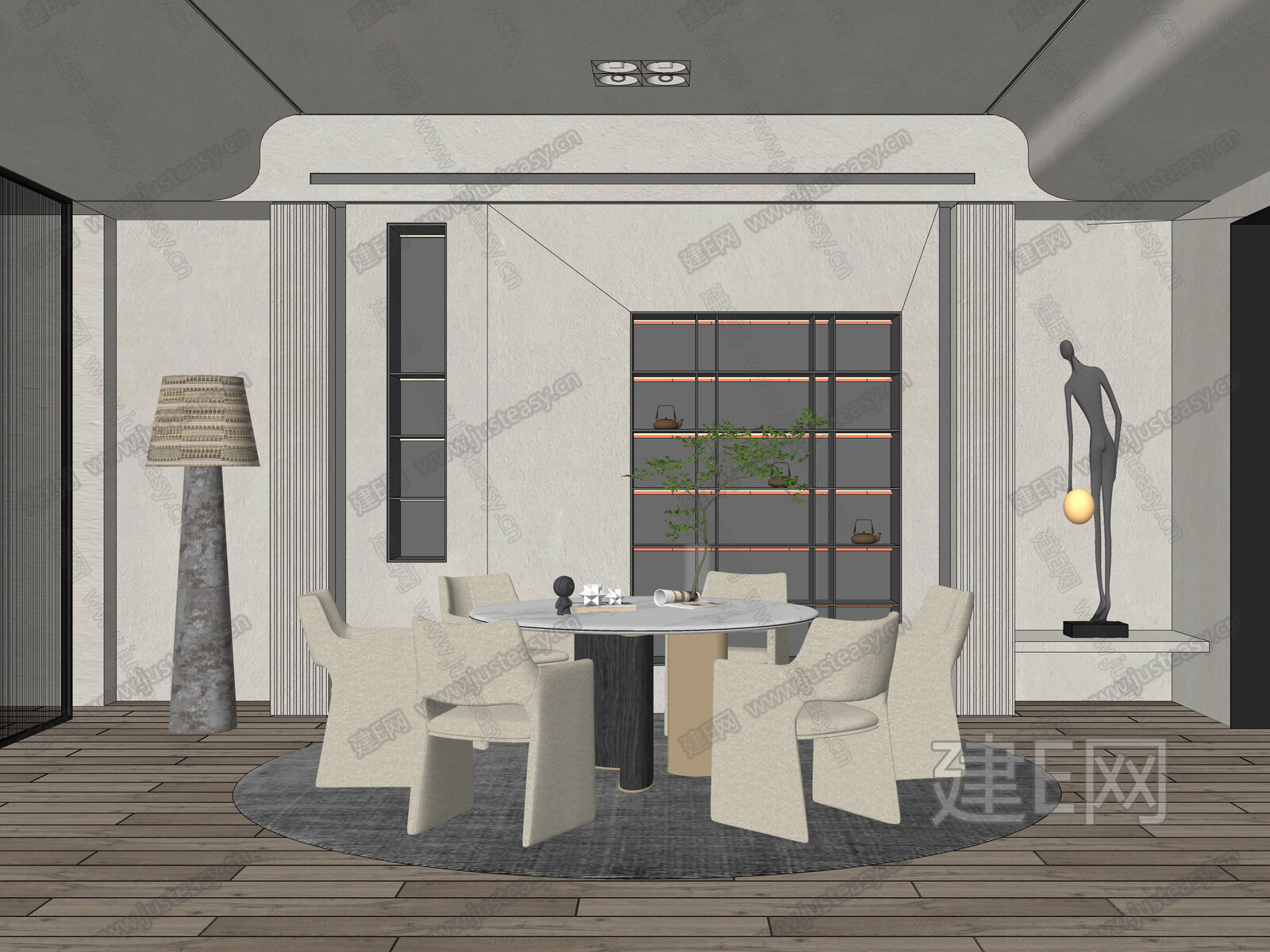 现代餐厅模型SU模型下载[ID:113593488]_建E室内设计网