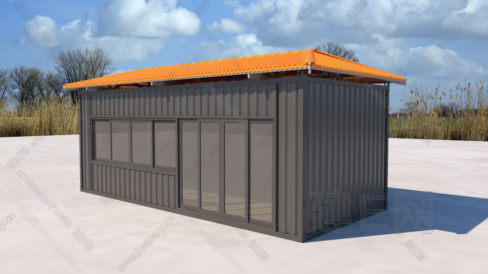 现代集装箱建筑模型SU模型下载[ID:113724416]_建e网su模型
