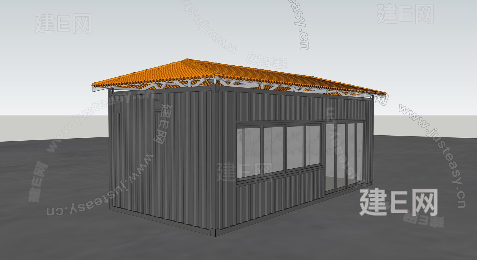 现代集装箱建筑模型SU模型下载[ID:113724416]_建e网su模型