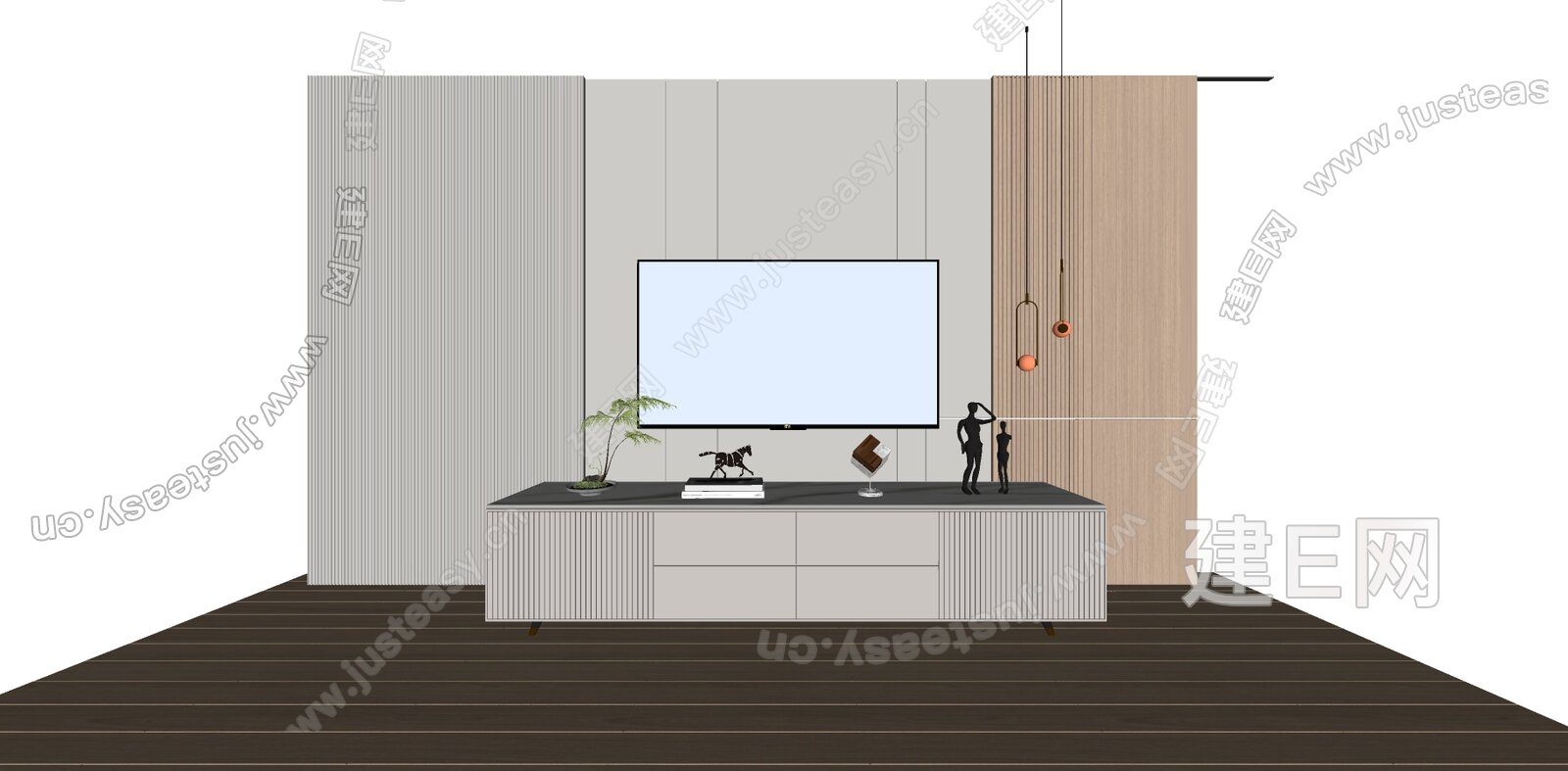 现代电视柜模型SU模型下载[ID:113724496]_建e网su模型