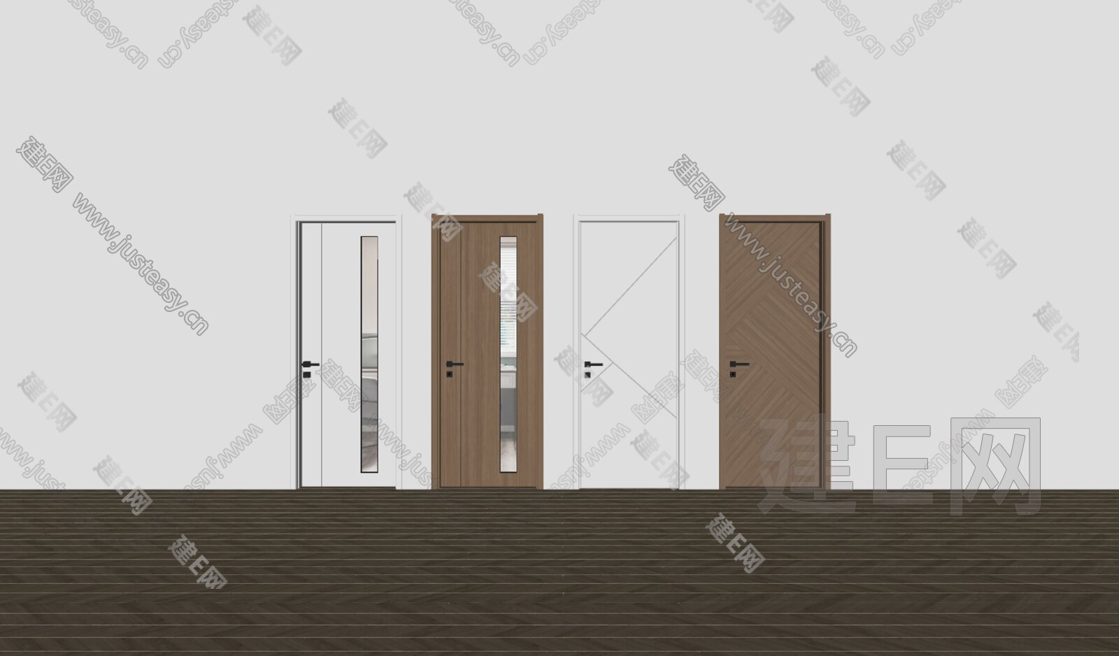 现代奶油风室内门模型SU模型下载[ID:113396980]_建E室内设计网