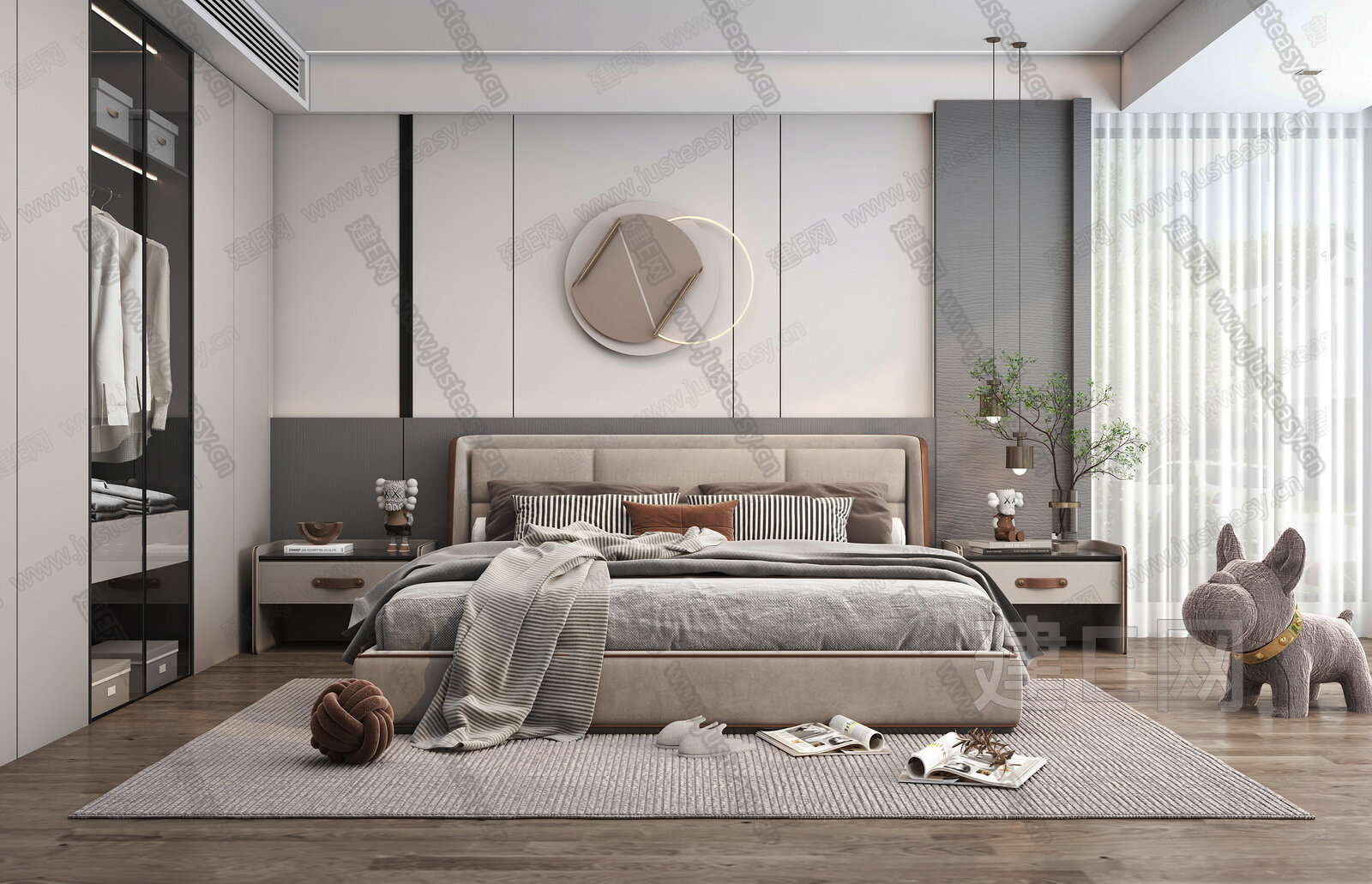 【现代简约卧室3d模型】建E网_现代简约卧室3d模型下载[ID:116741277]_打造3d现代简约卧室模型免费下载平台
