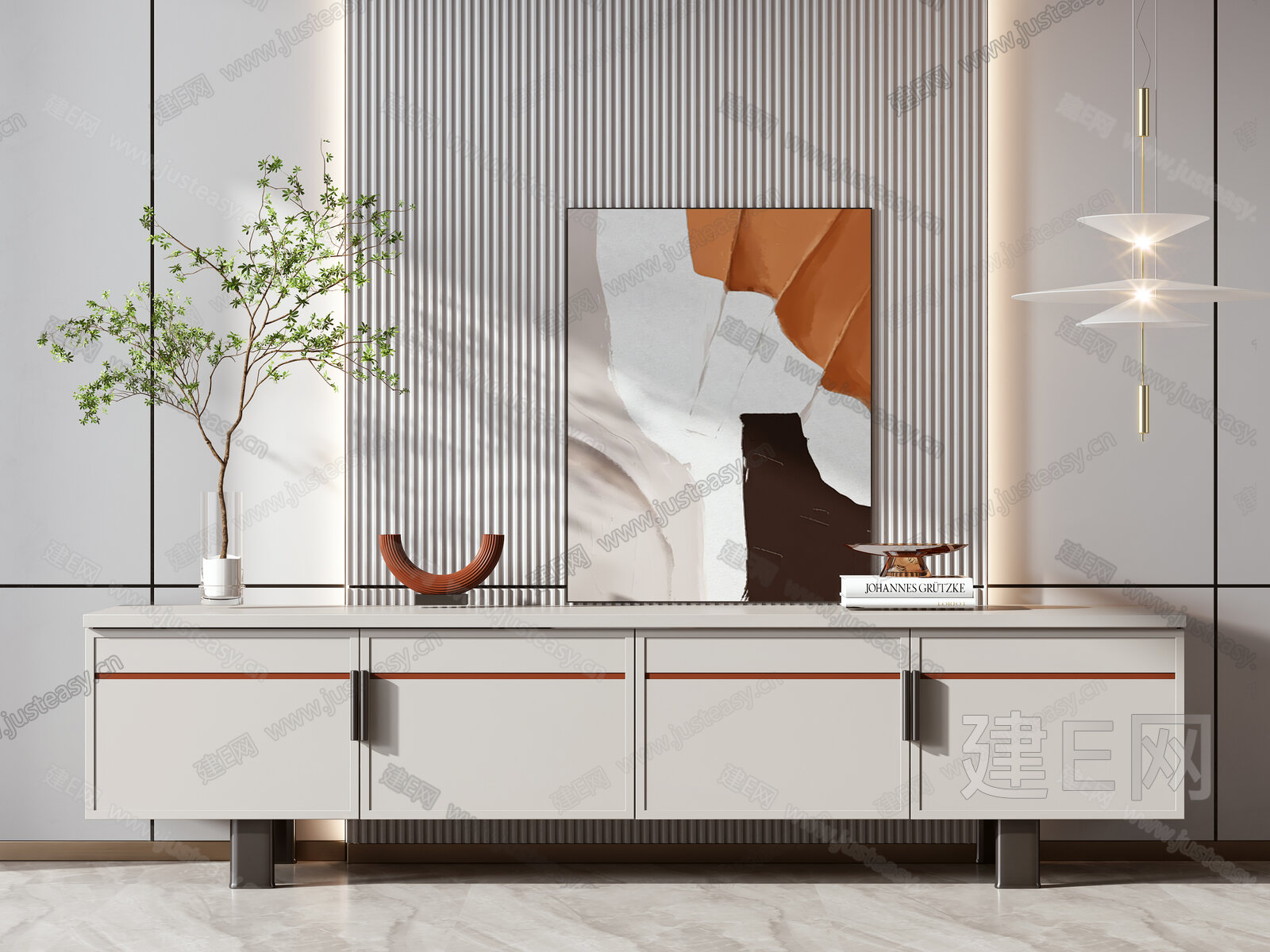 现代电视柜模型SU模型下载[ID:115100892]_建e网su模型