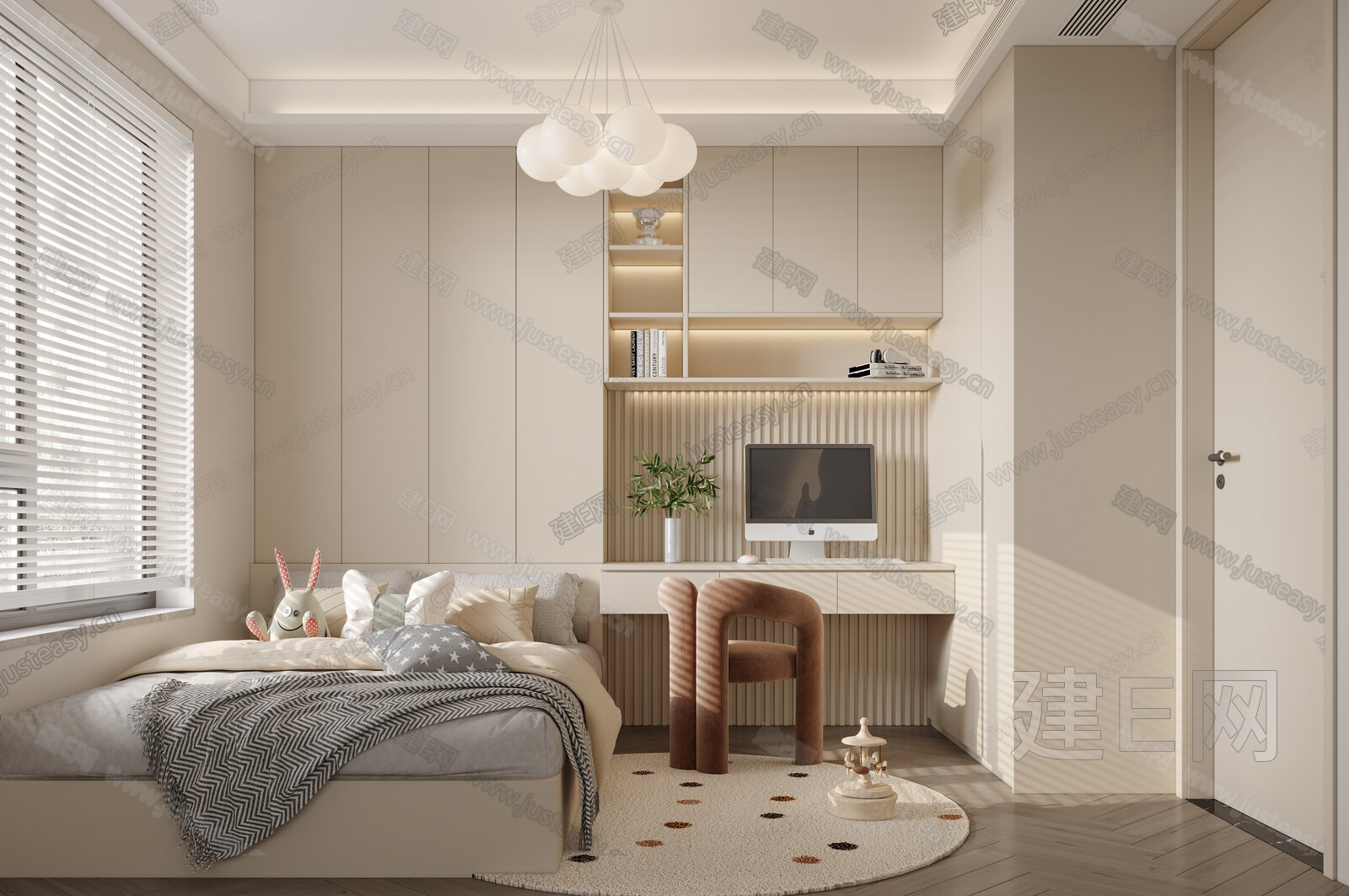【现代奶油风榻榻米卧室3d模型】建e网_现代奶油风榻榻米卧室3d模型下载[ID:117331021]_打造3d现代奶油风榻榻米卧室模型免费下载平台
