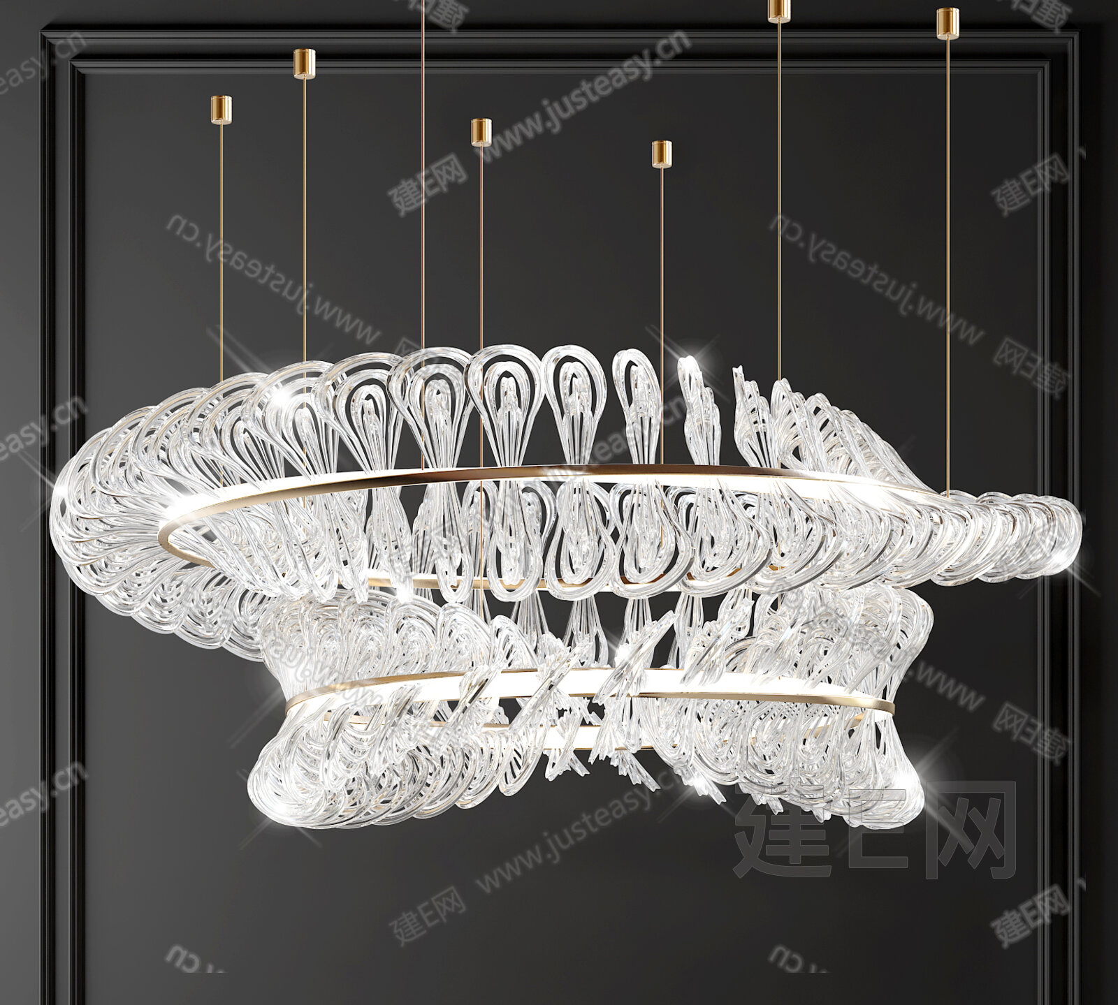 现代水晶吊灯模型SU模型下载[ID:114838646]_建e网su模型