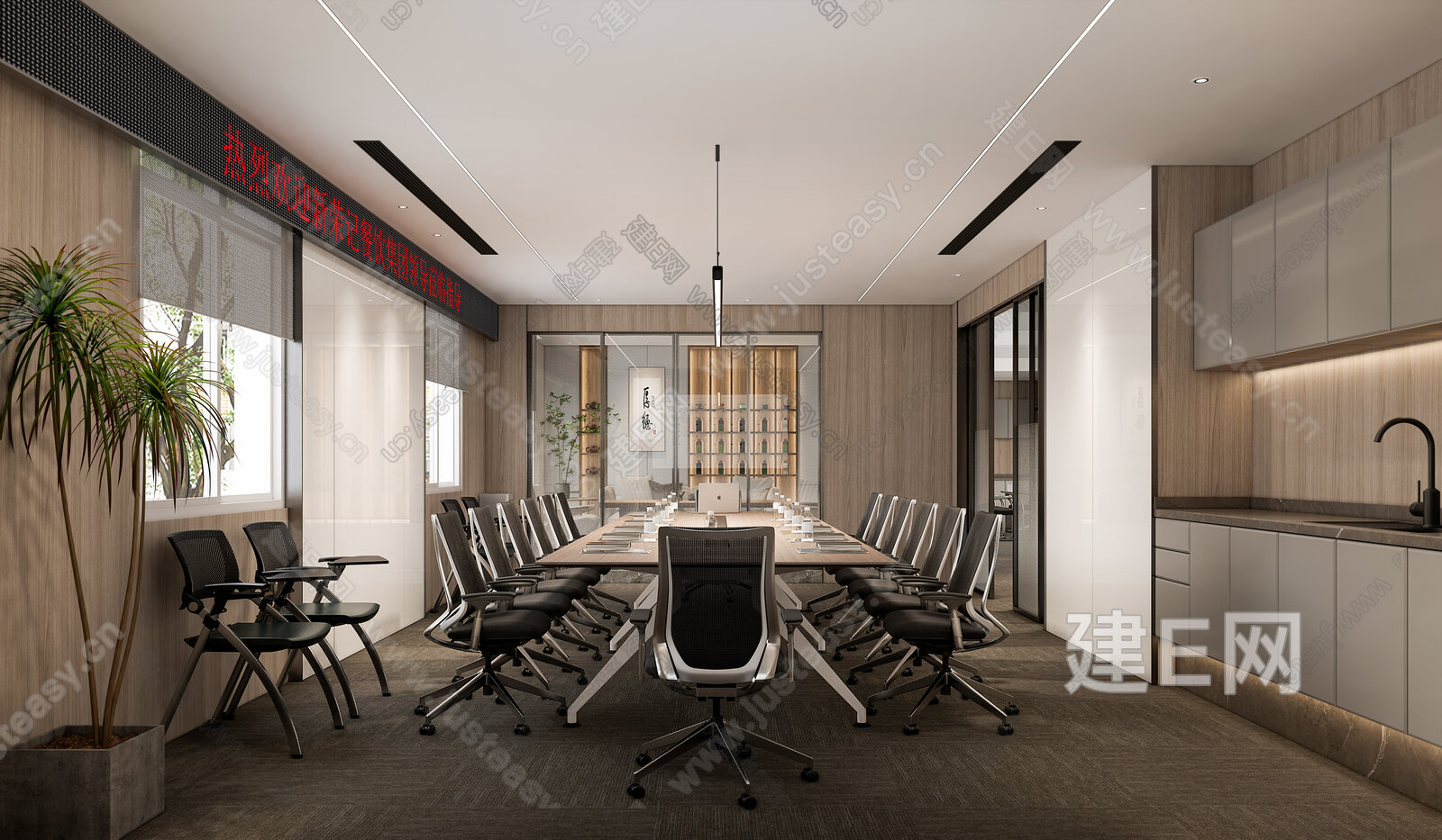 现代会议室模型SU模型下载[ID:114314388]_建e网su模型