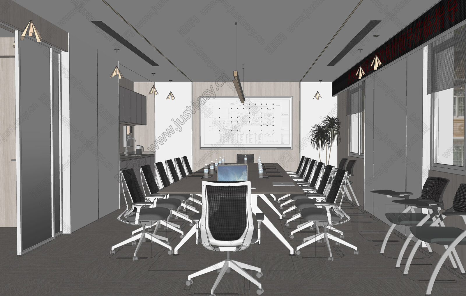 现代会议室模型SU模型下载[ID:114314388]_建e网su模型