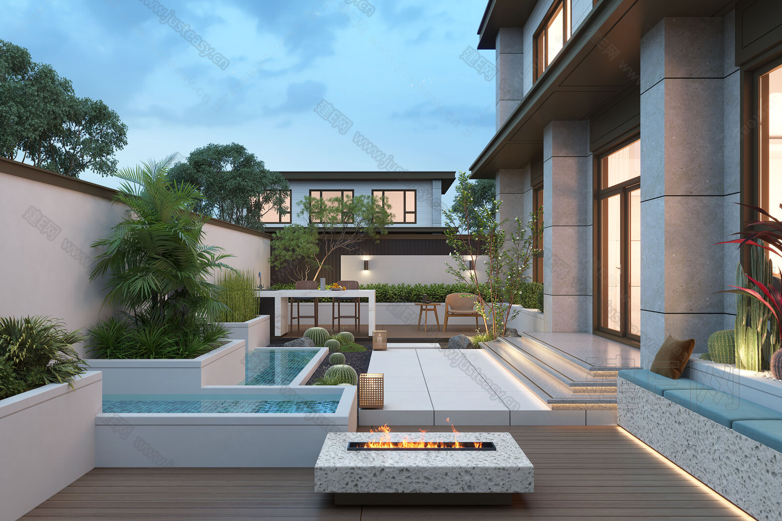 【现代庭院景观3d模型】建e网_现代庭院景观3d模型下载[ID:109335792]_打造3d现代庭院景观模型免费下载平台