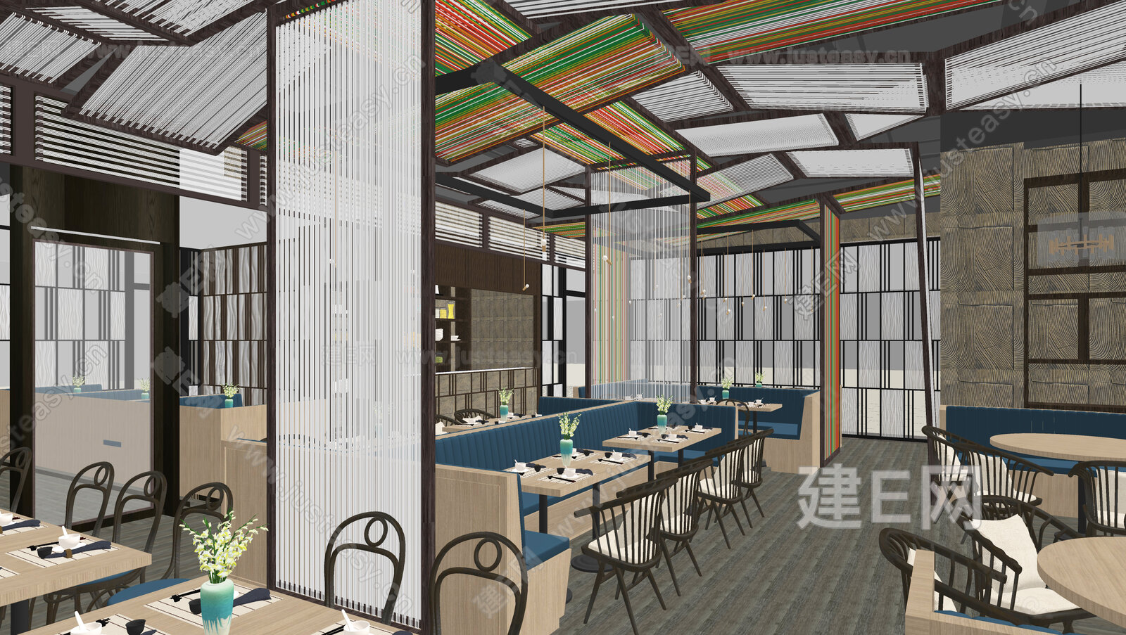 现代餐厅模型SU模型下载[ID:115297524]_建e网su模型